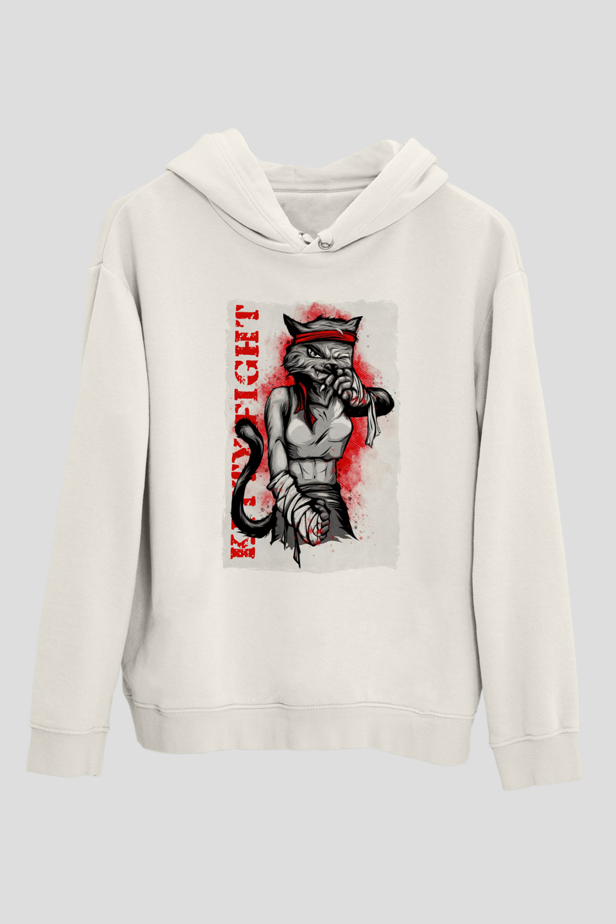 Kitty FightBeyaz  Unisex Hoodie
