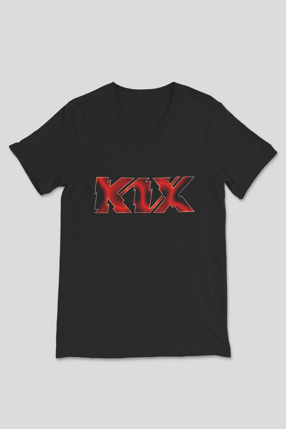 Kix Siyah Unisex V Yaka Tişört