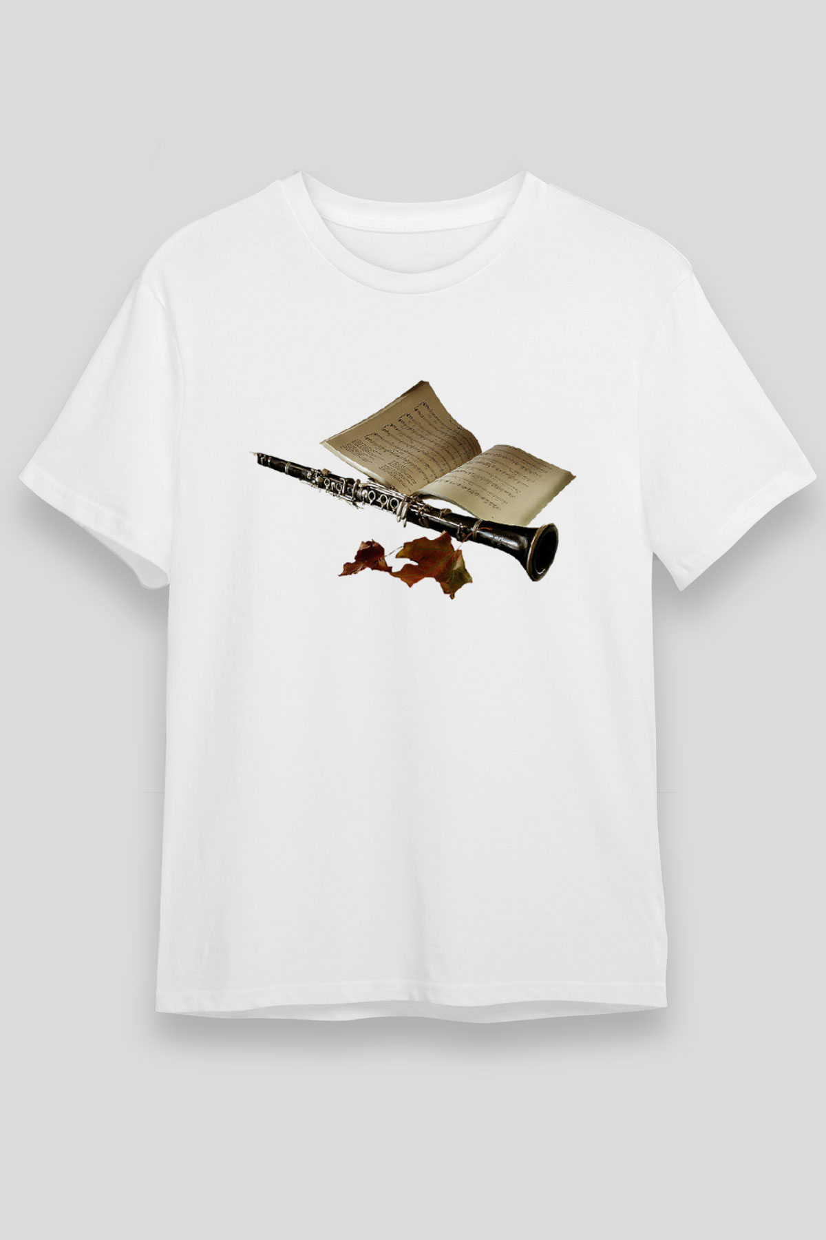 Klarnetçi Beyaz Unisex Tişört T-Shirt - TişörtFabrikası