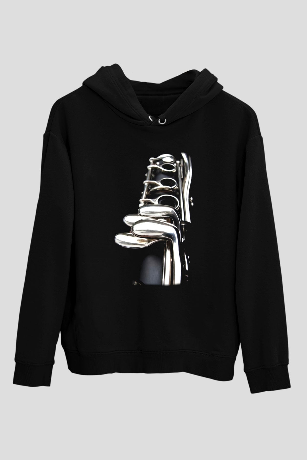 Klarnetçi Siyah Unisex Kapşonlu Sweatshirt
