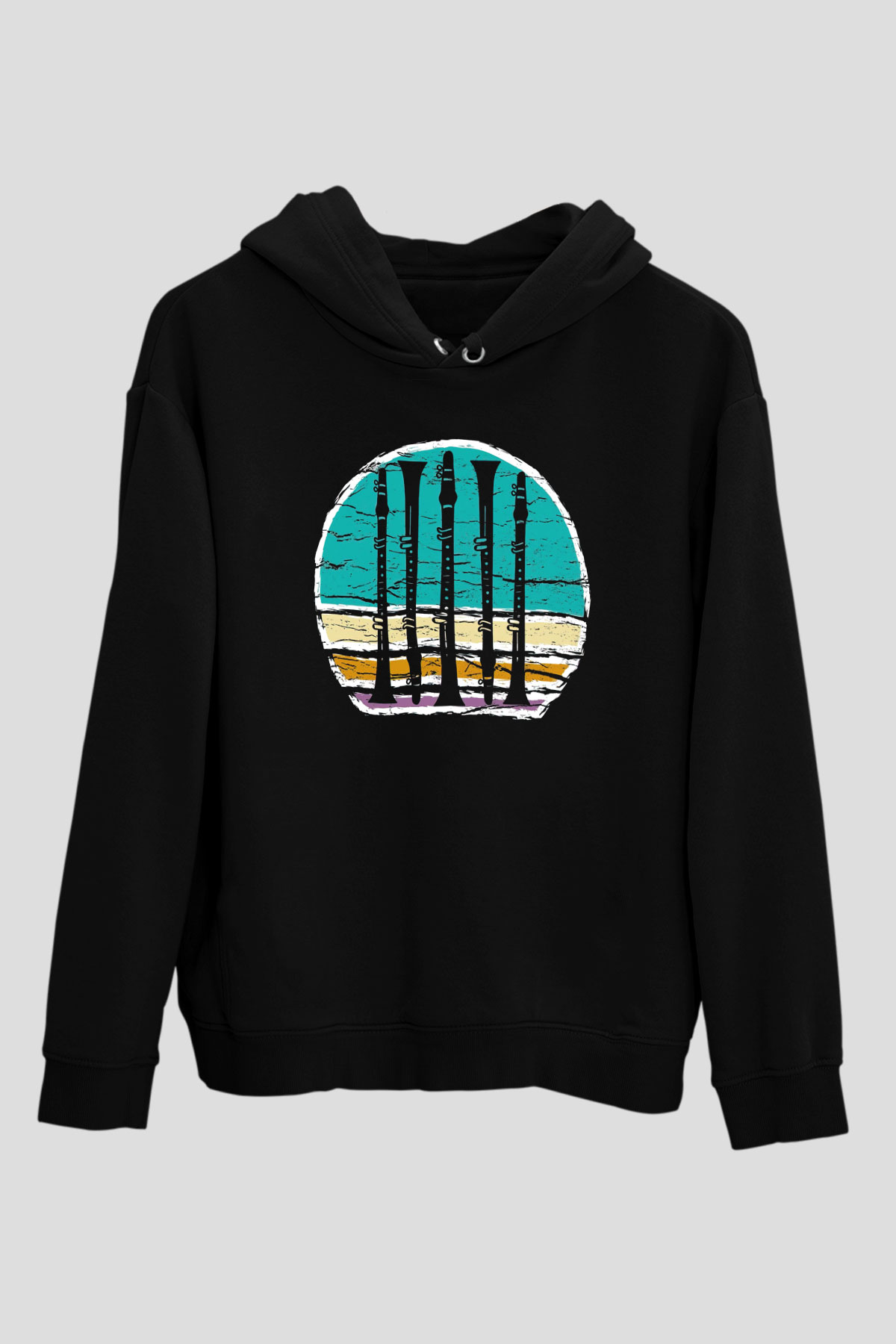 Klarnetçi Siyah Unisex Kapüşonlu Sweatshirt