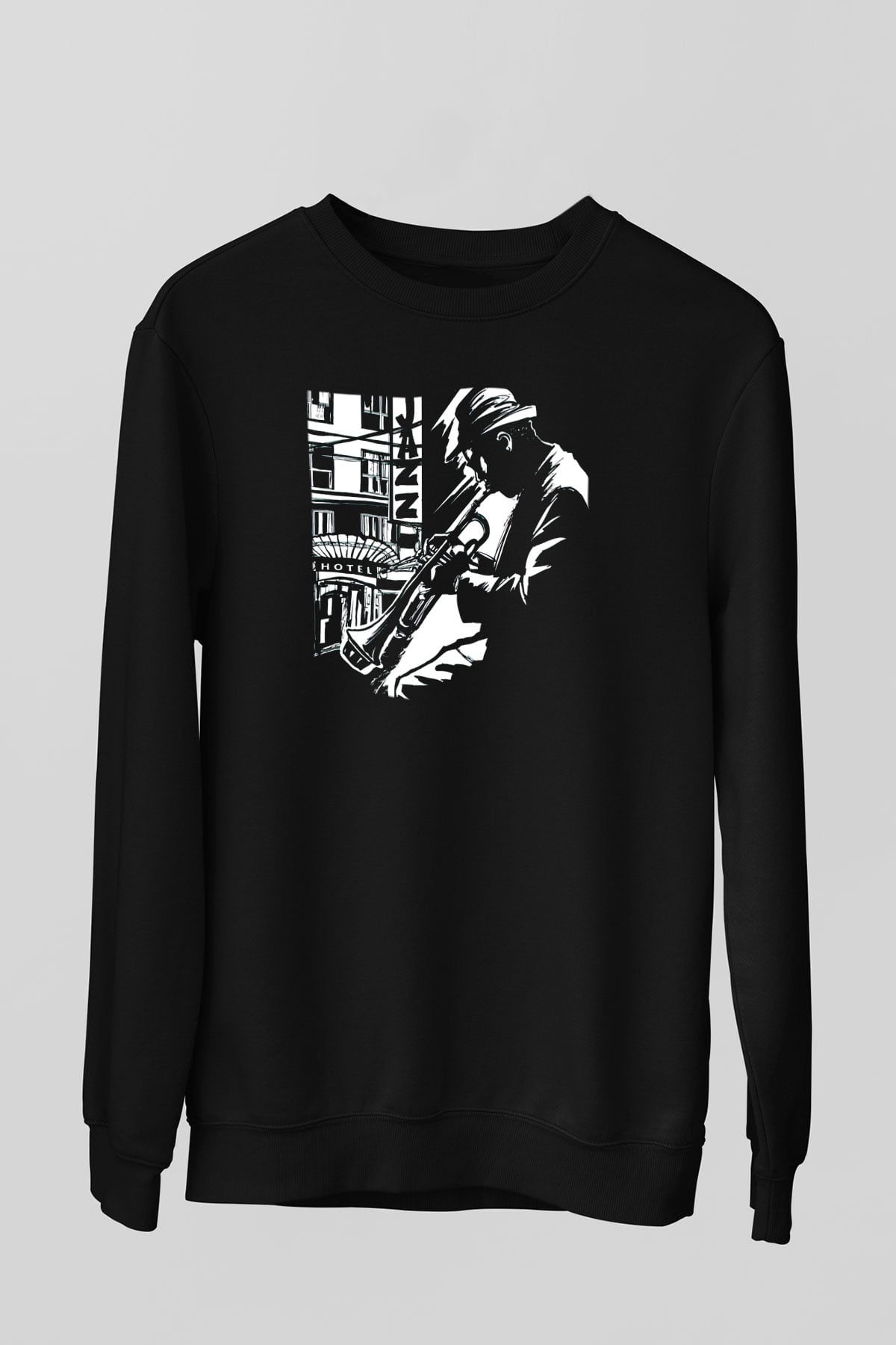 Klarnetçi Siyah Unisex Sweatshirt