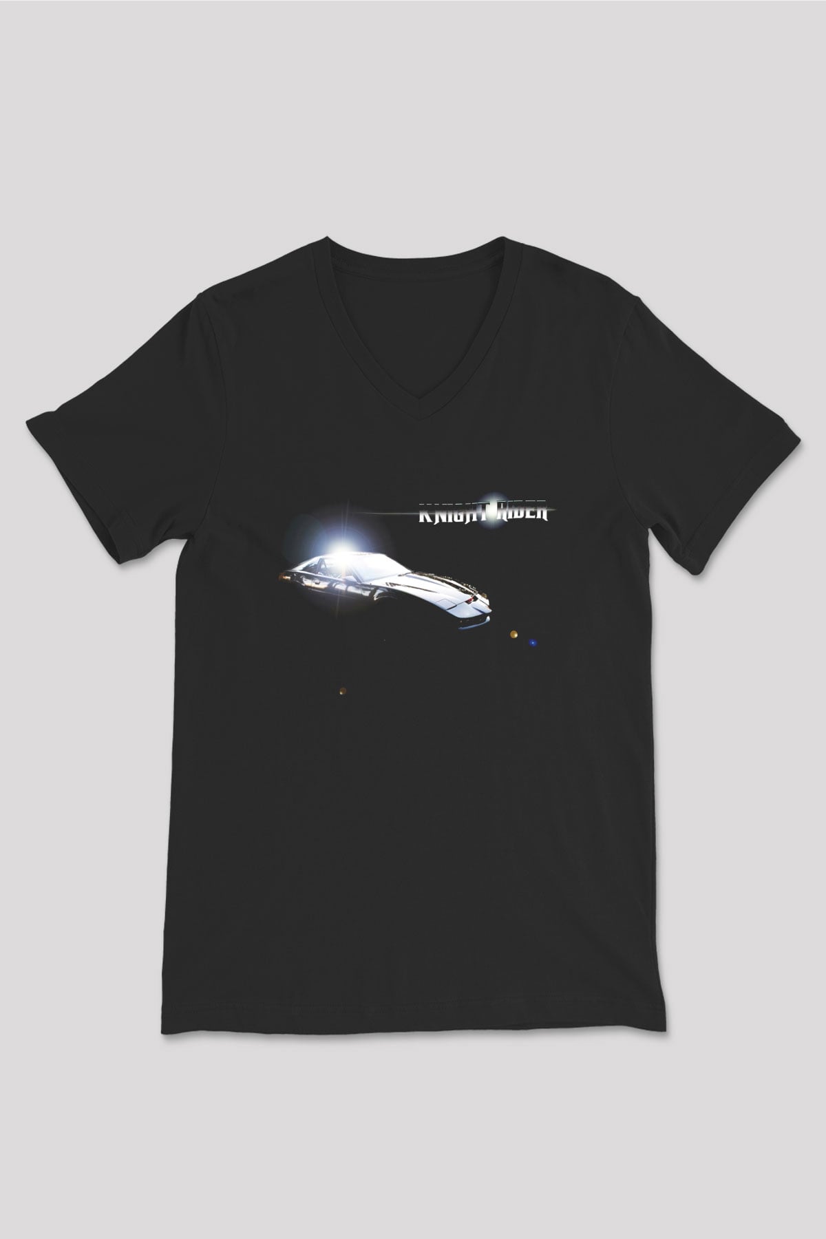 Knight Rider Siyah Unisex V Yaka Tişört
