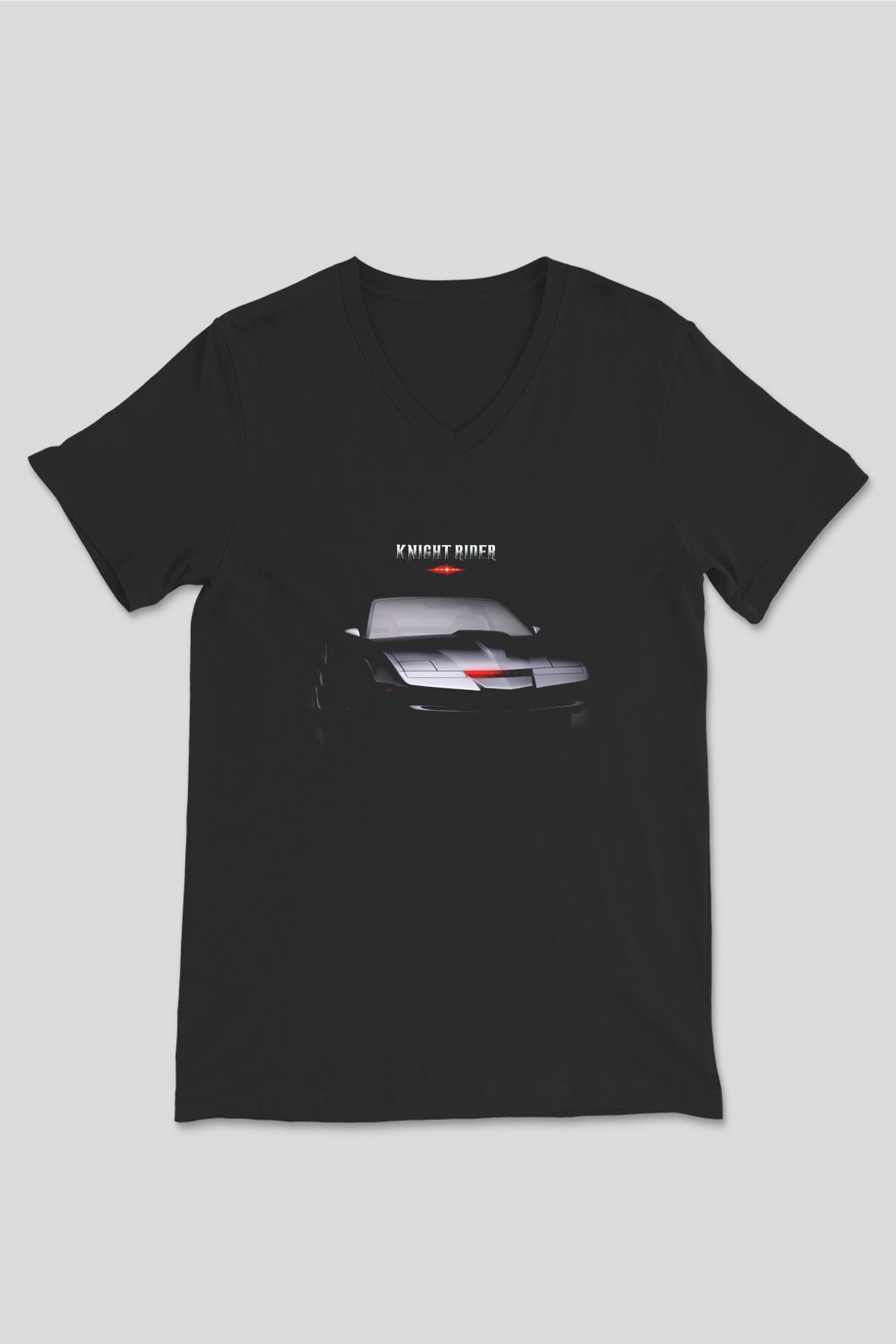 Knight Rider Siyah Unisex V Yaka Tişört