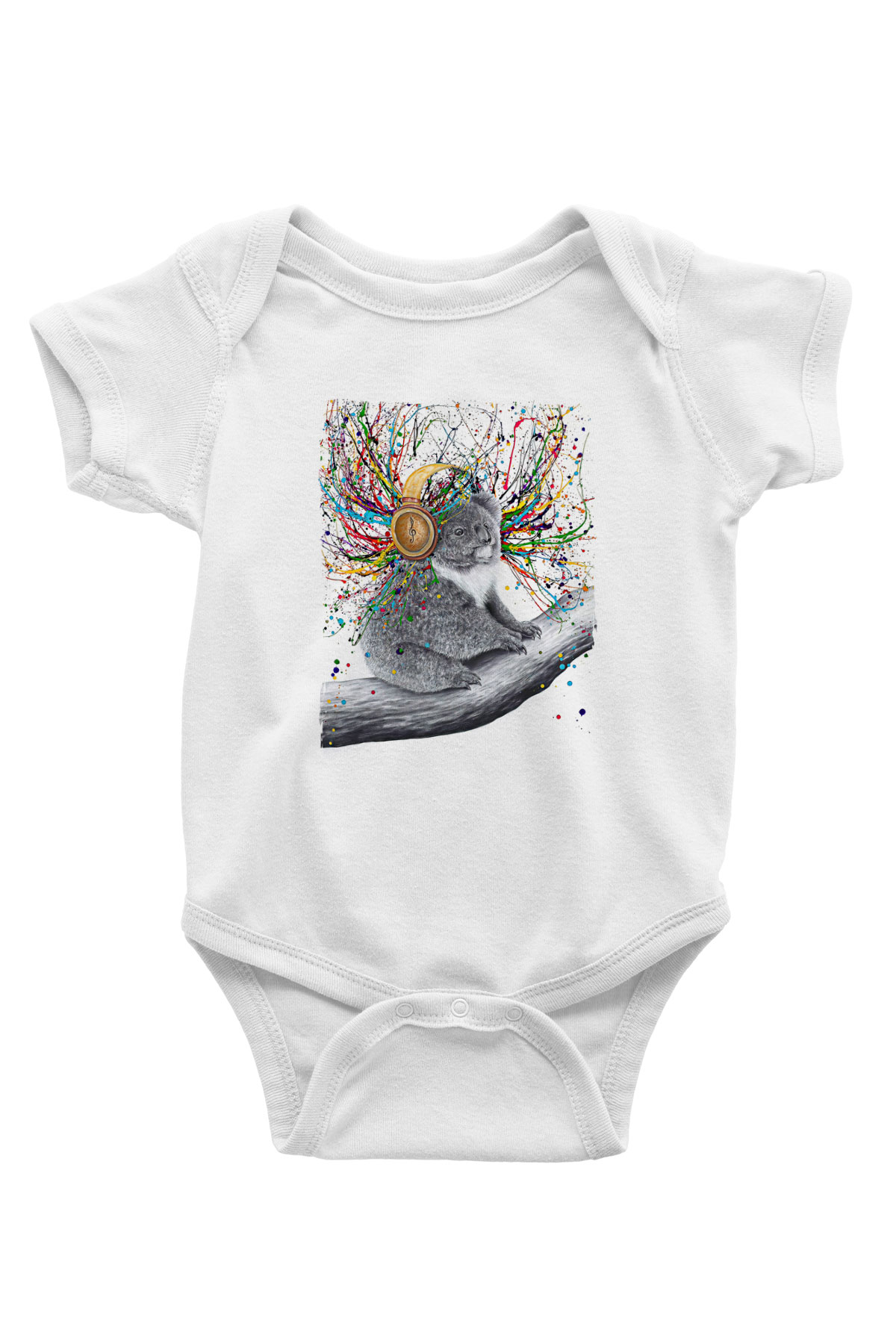 Koala Baskılı Beyaz Unisex Bebek Body - Zıbın