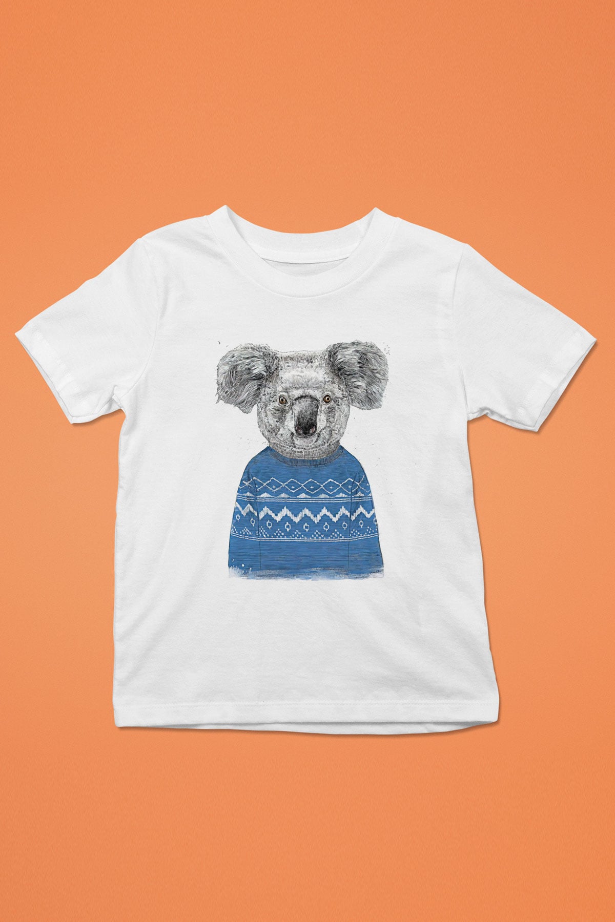 Koala Baskılı Beyaz Unisex Beyaz Çocuk Tişört - Tshirt