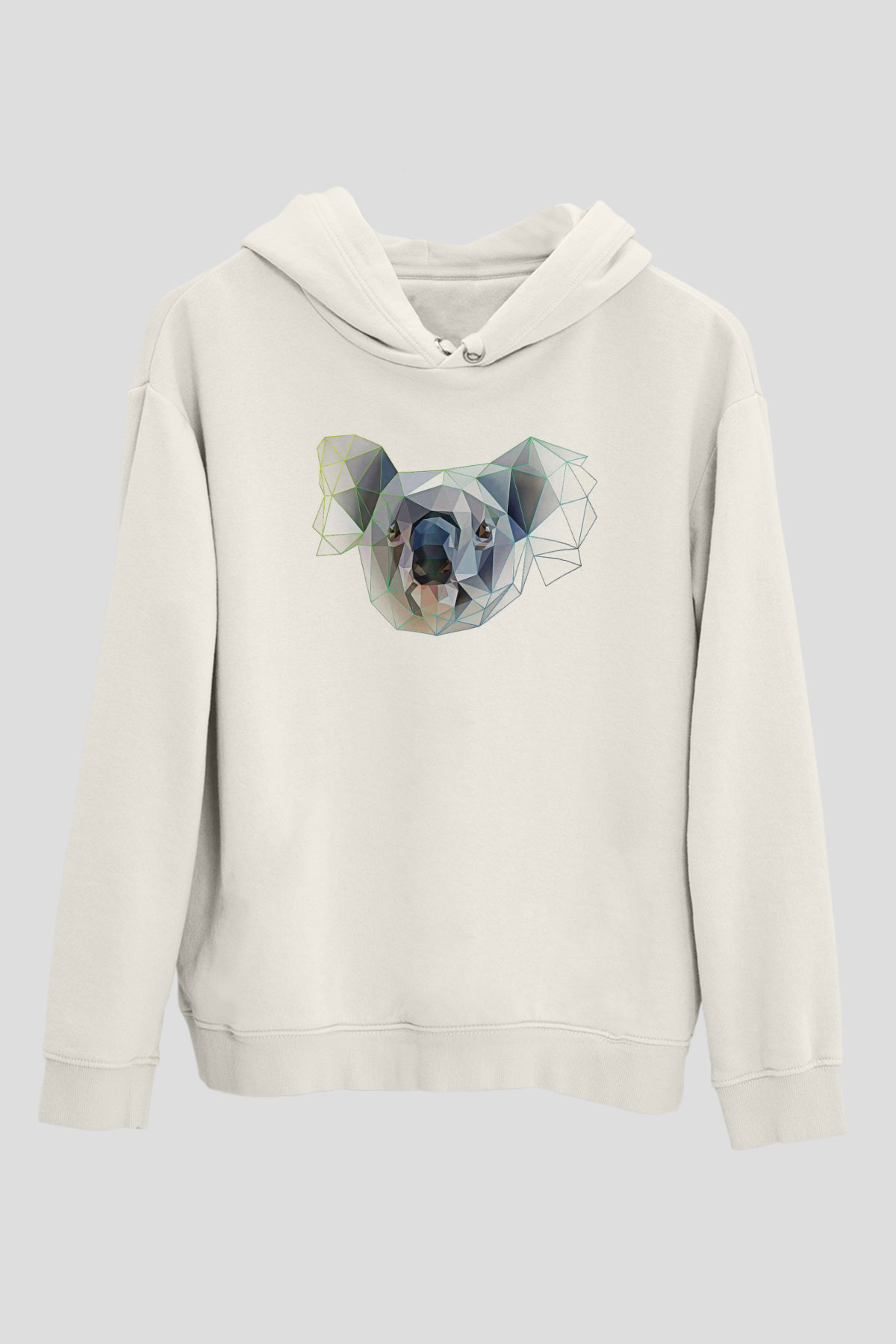 Koala Baskılı Beyaz Unisex Hoodie
