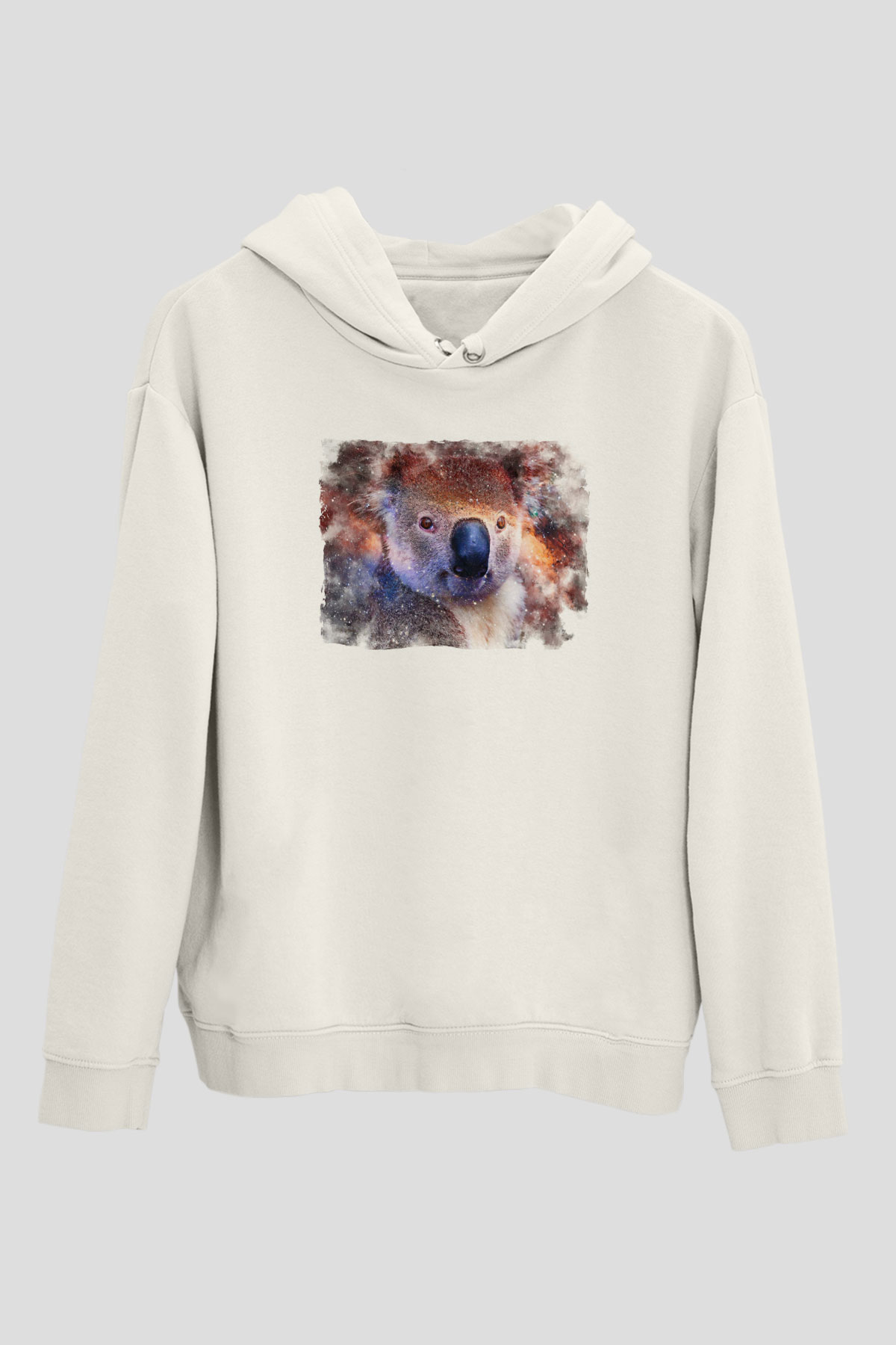 Koala Baskılı Beyaz Unisex Hoodie
