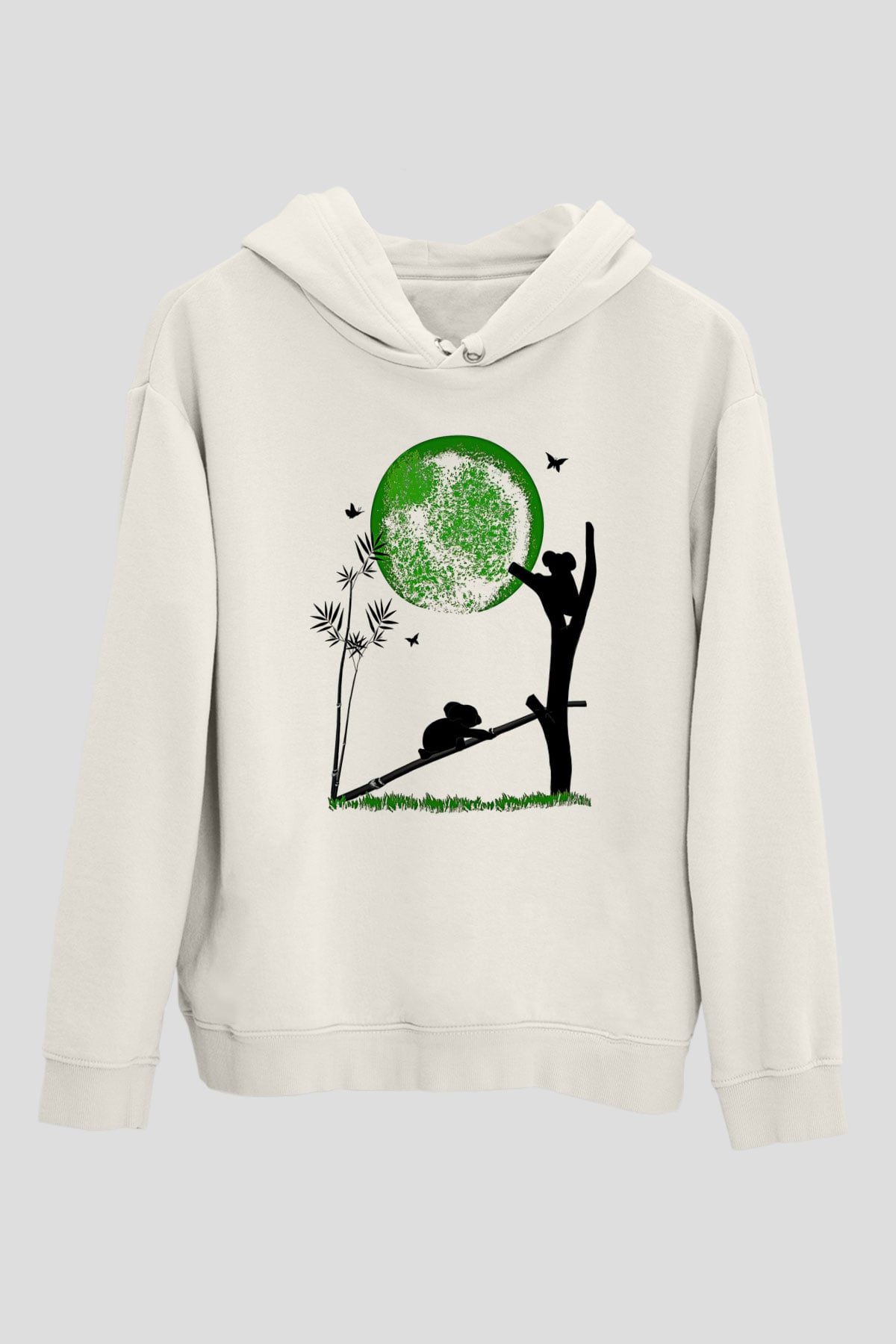 Koala Baskılı Beyaz Unisex Hoodie