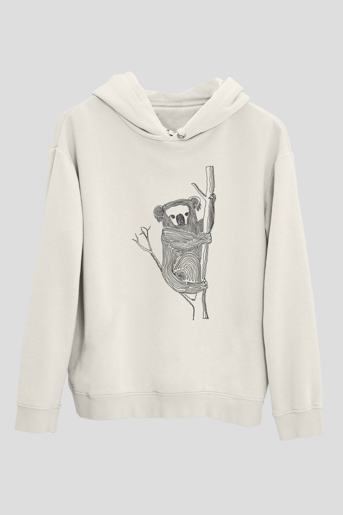 Koala Baskılı Beyaz Unisex Hoodie
