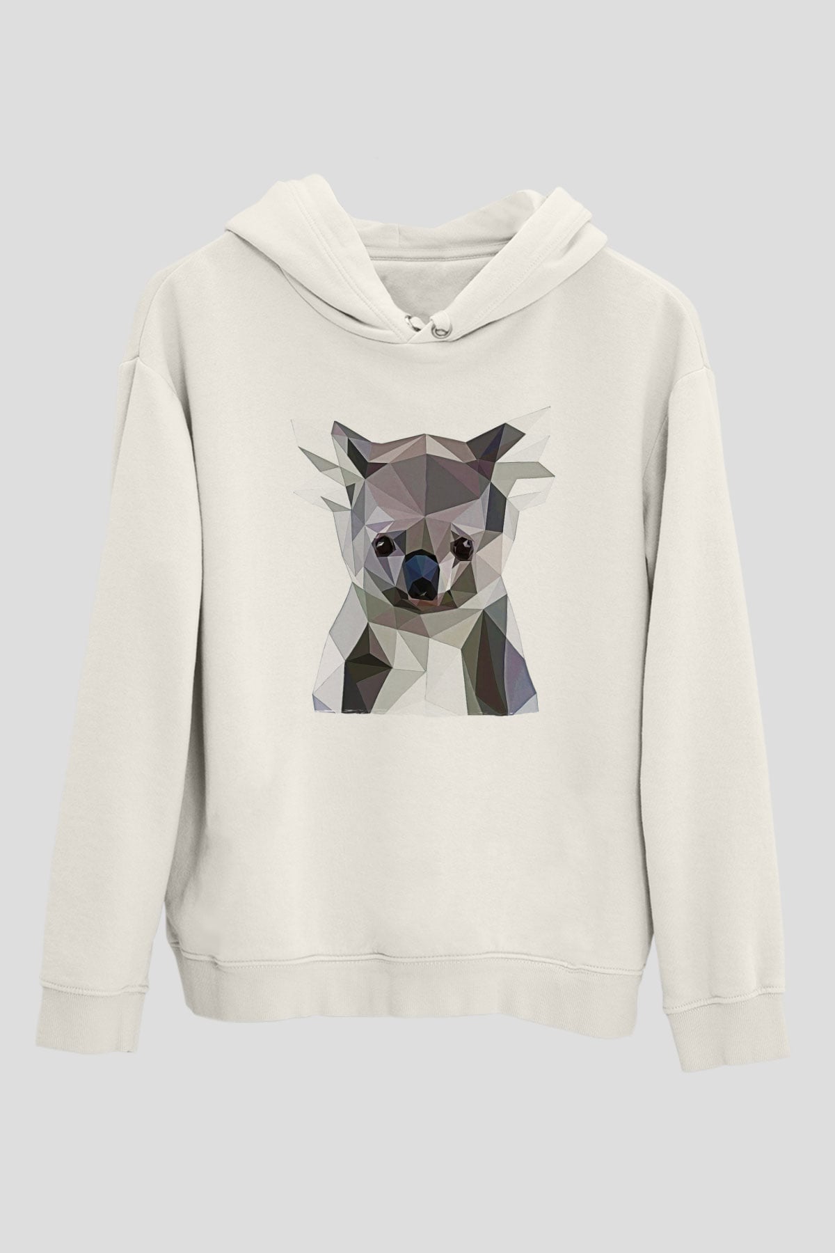 Koala Baskılı Beyaz Unisex Hoodie