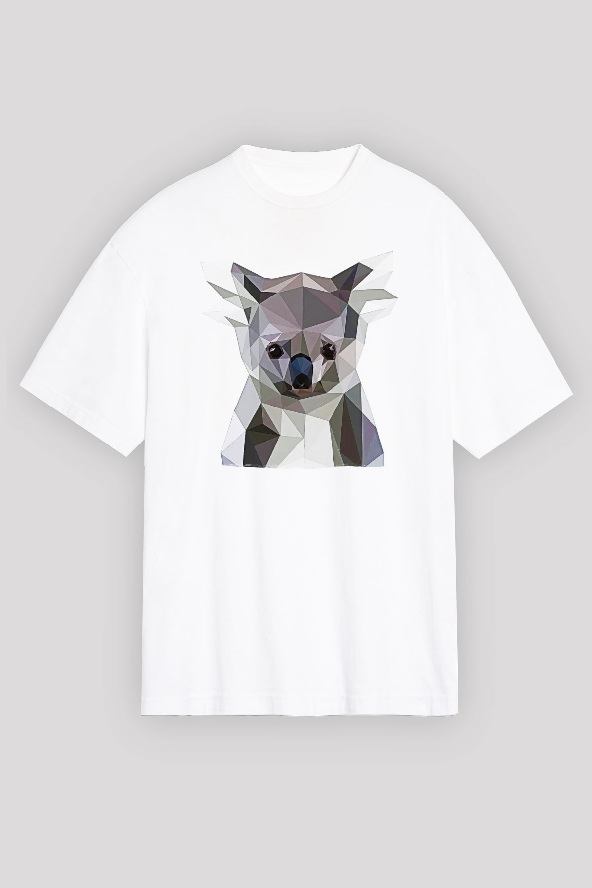 Koala Baskılı Beyaz Unisex Oversize Tişört - Tshirt