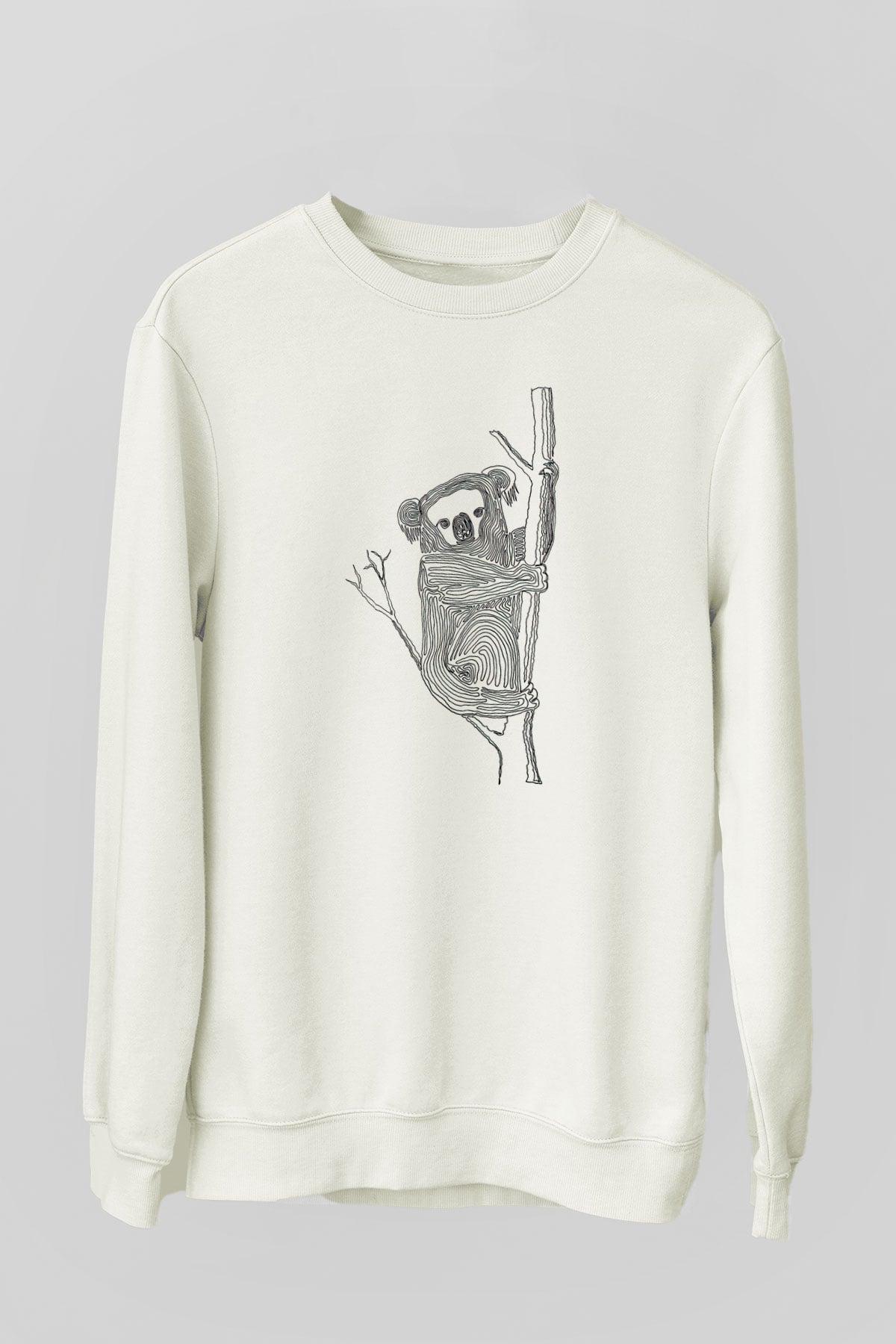 Koala Baskılı Beyaz Unisex Sweatshirt