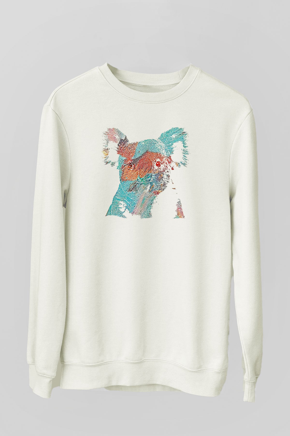 Koala Baskılı Beyaz Unisex Sweatshirt