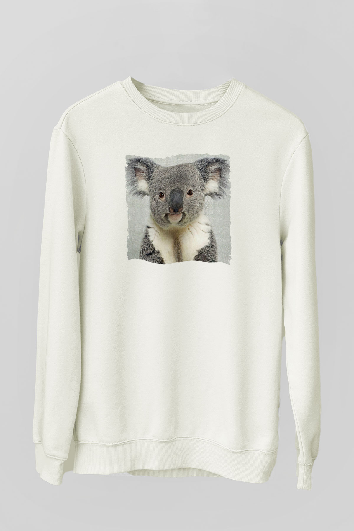 Koala Baskılı Beyaz Unisex Sweatshirt