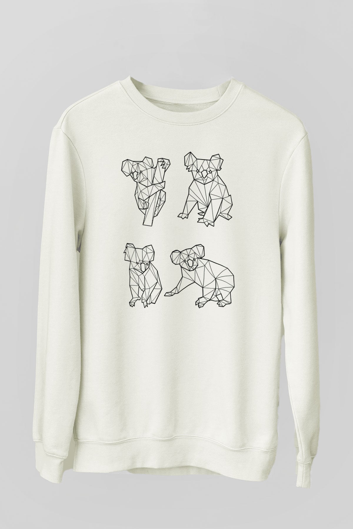 Koala Baskılı Beyaz Unisex Sweatshirt