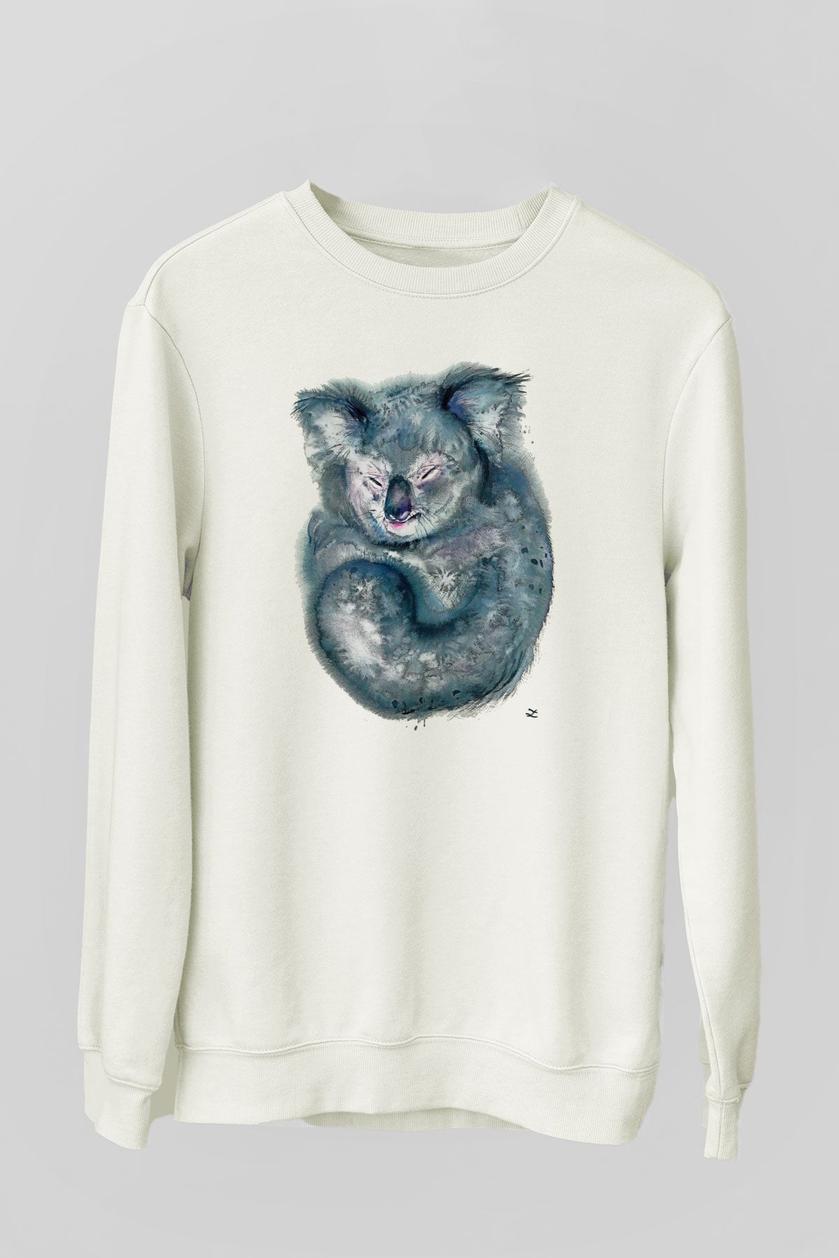 Koala Baskılı Beyaz Unisex Sweatshirt
