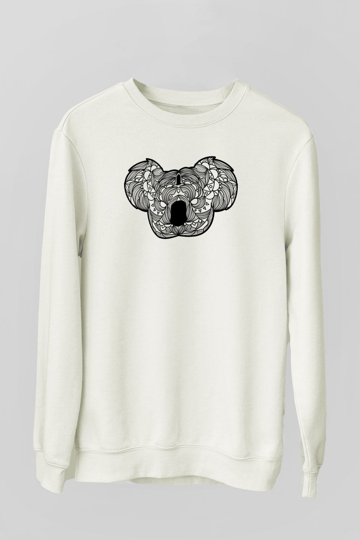 Koala Baskılı Beyaz Unisex Sweatshirt