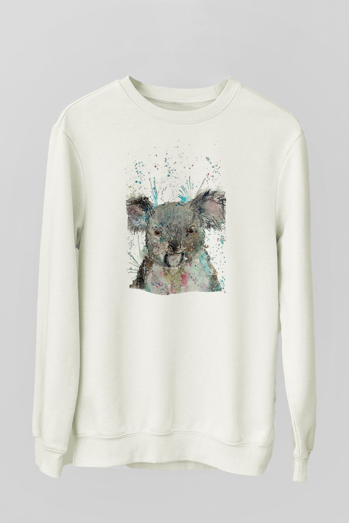 Koala Baskılı Beyaz Unisex Sweatshirt