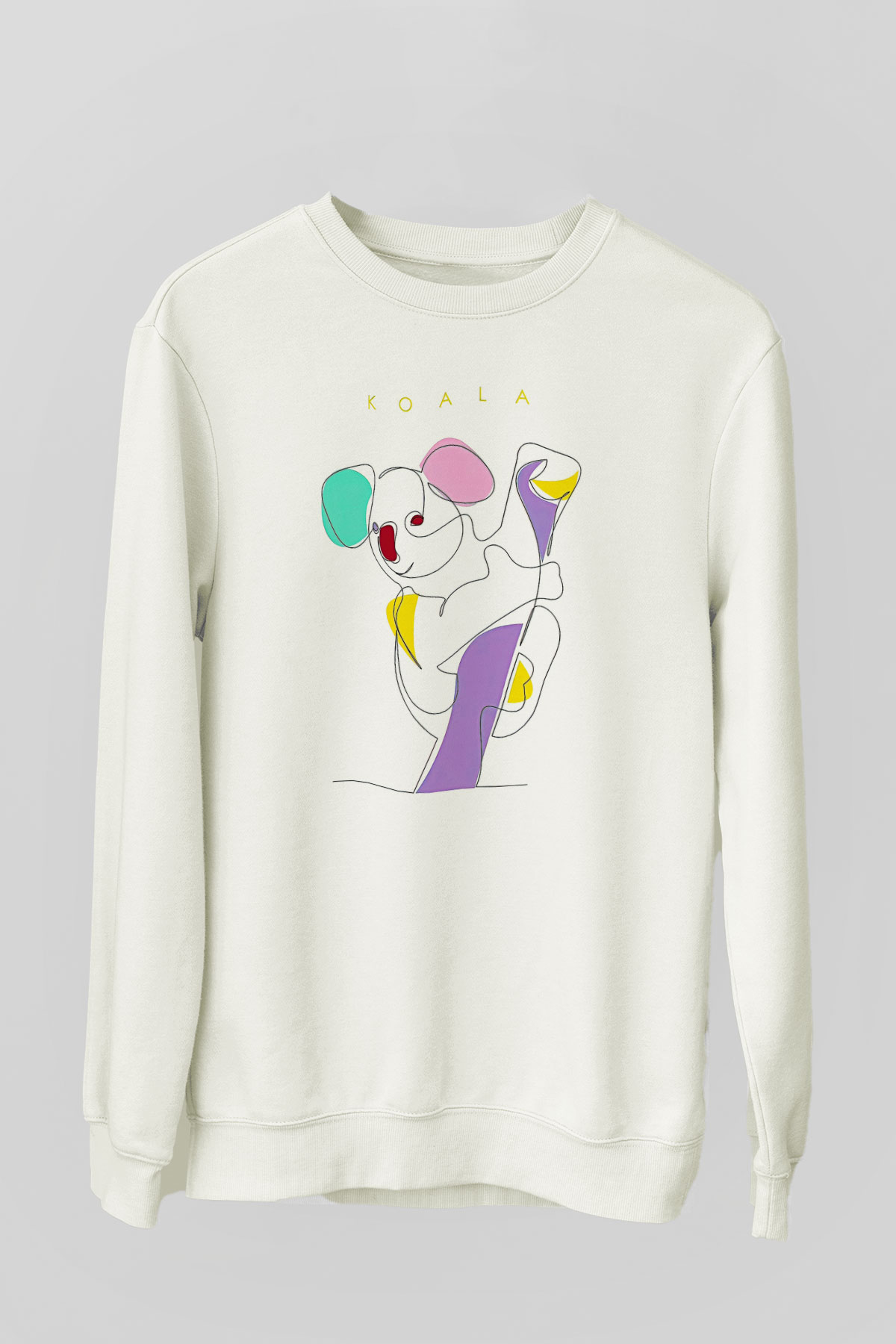 Koala Baskılı Beyaz Unisex Sweatshirt