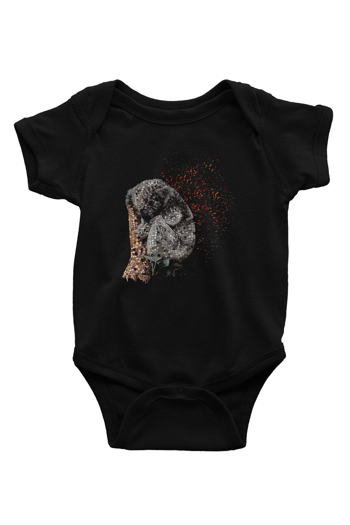 Koala Baskılı Unisex Siyah Bebek Body - Zıbın