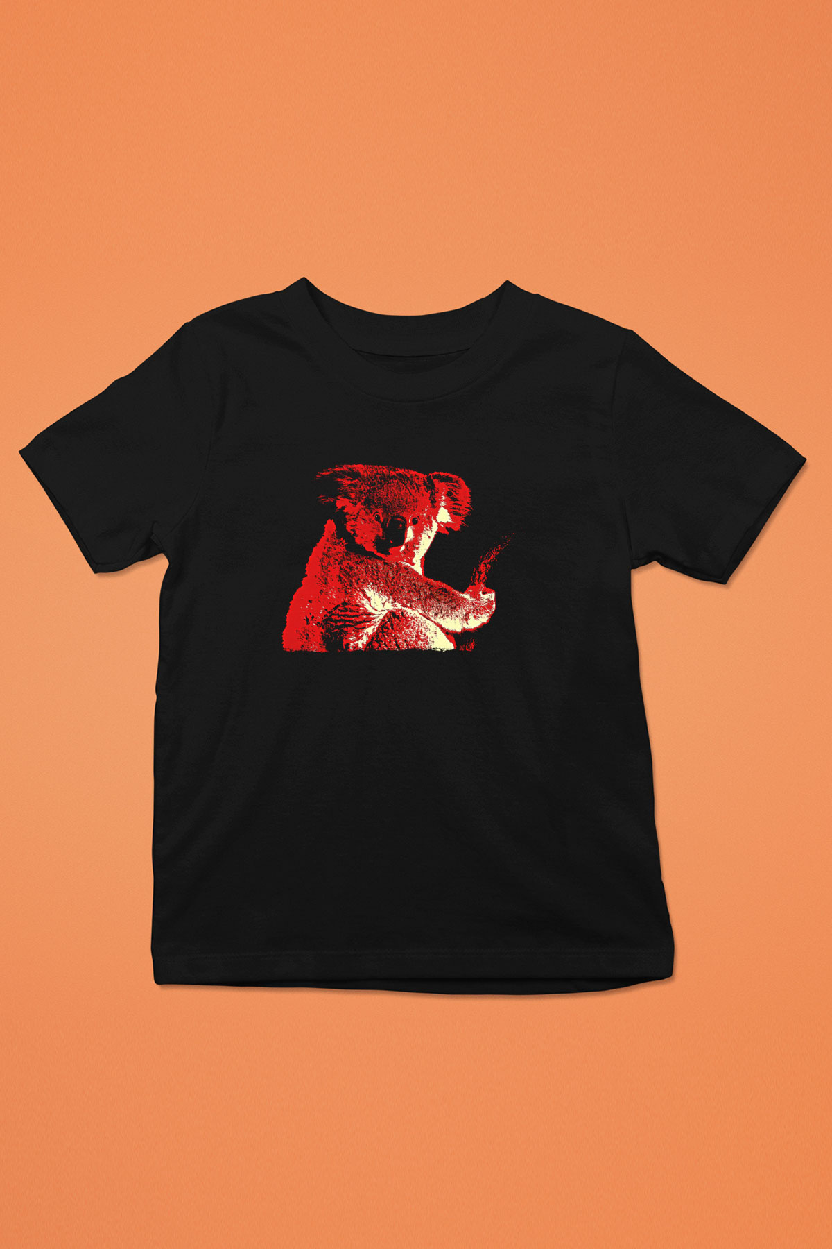 Koala Baskılı Unisex Siyah Çocuk Tişört - Tshirt