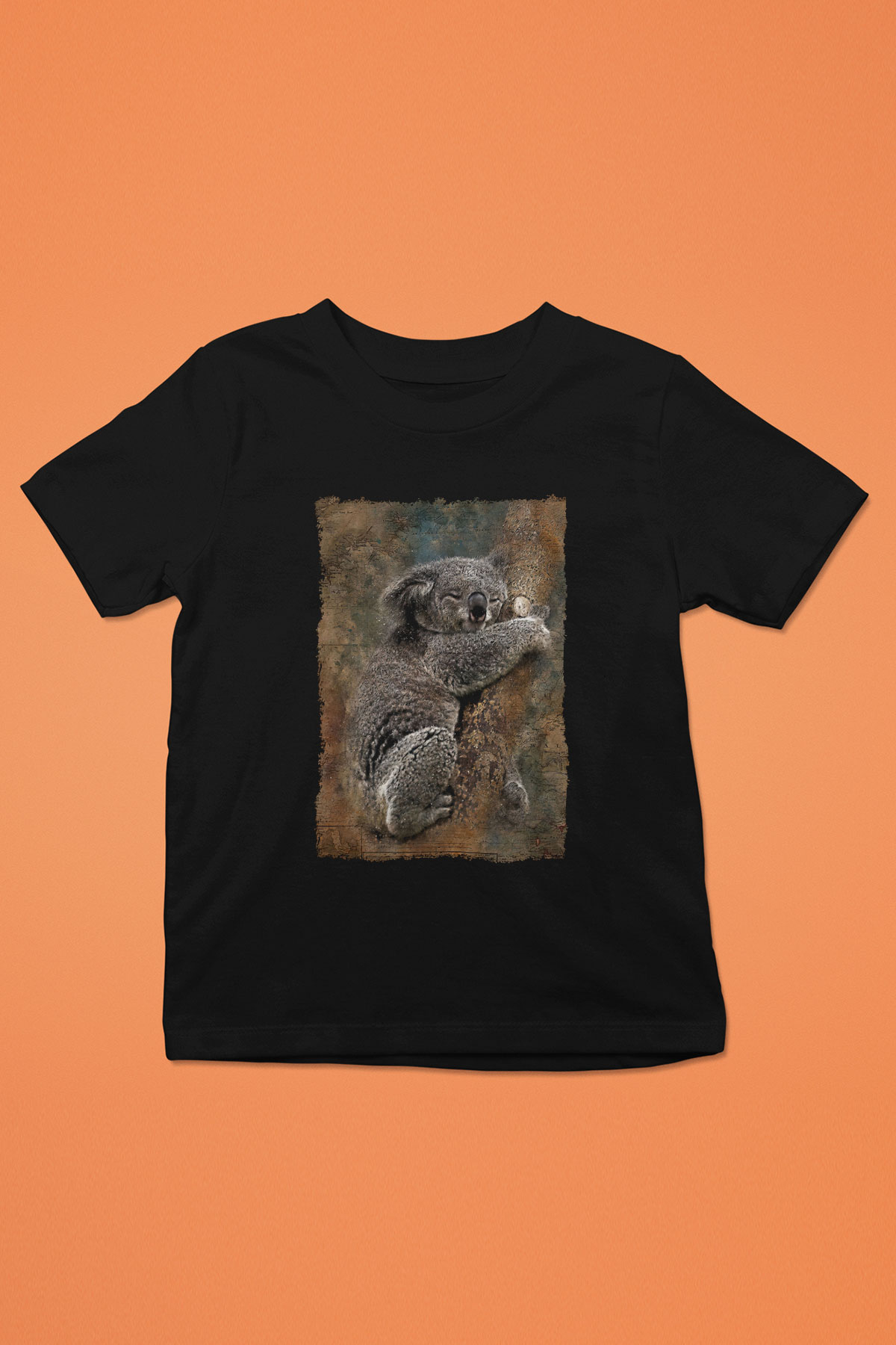 Koala Baskılı Unisex Siyah Çocuk Tişört - Tshirt