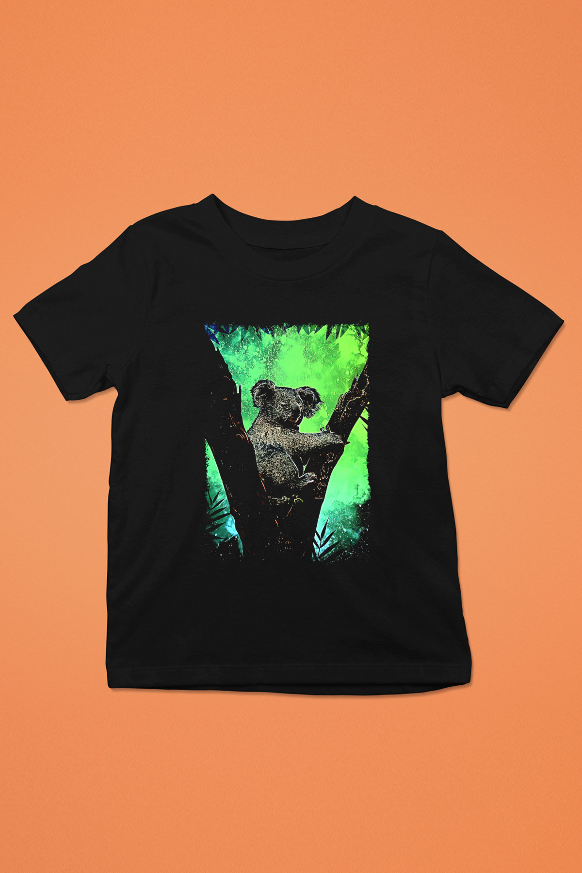 Koala Baskılı Unisex Siyah Çocuk Tişört - Tshirt