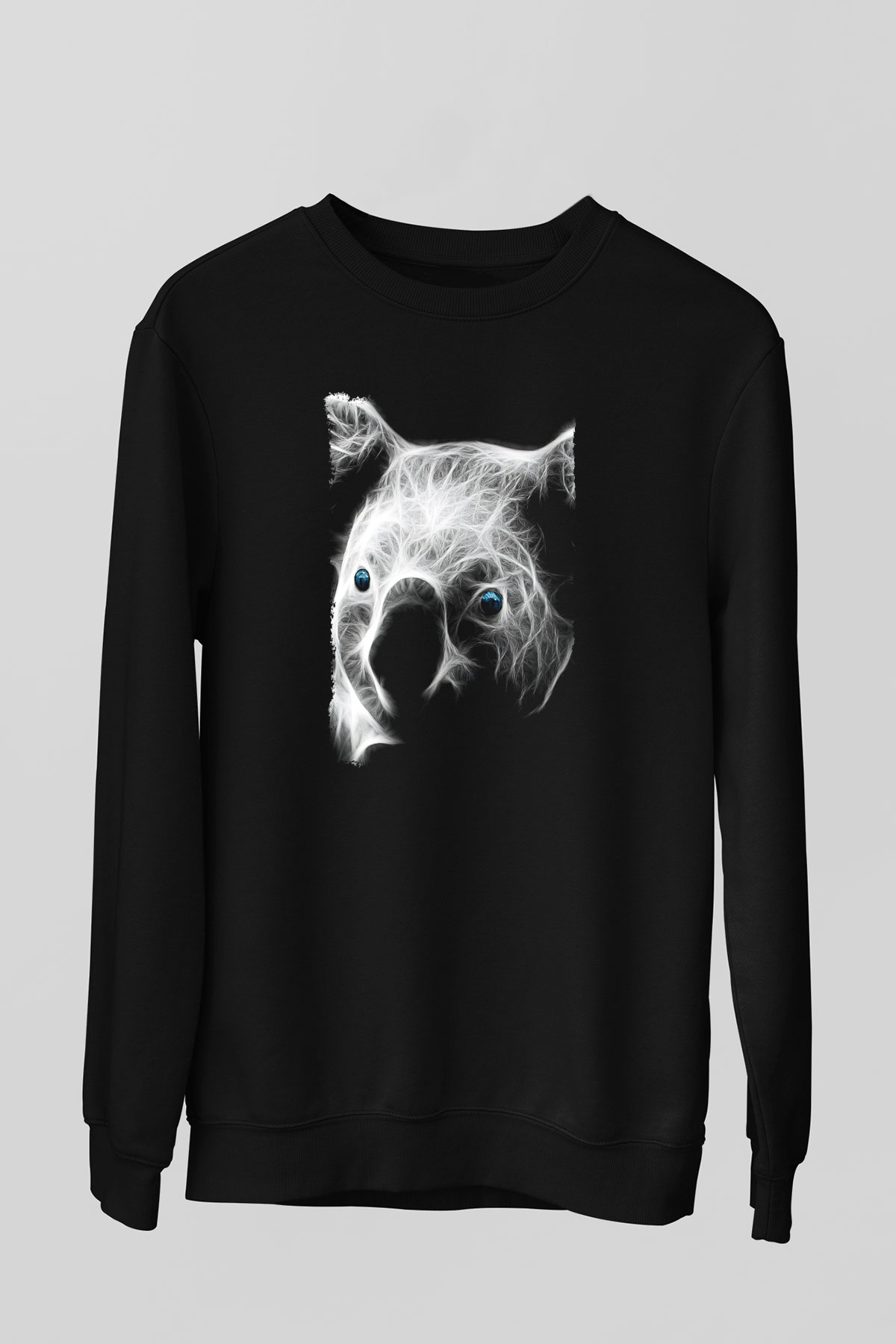 Koala Baskılı Unisex Siyah Sweatshirt