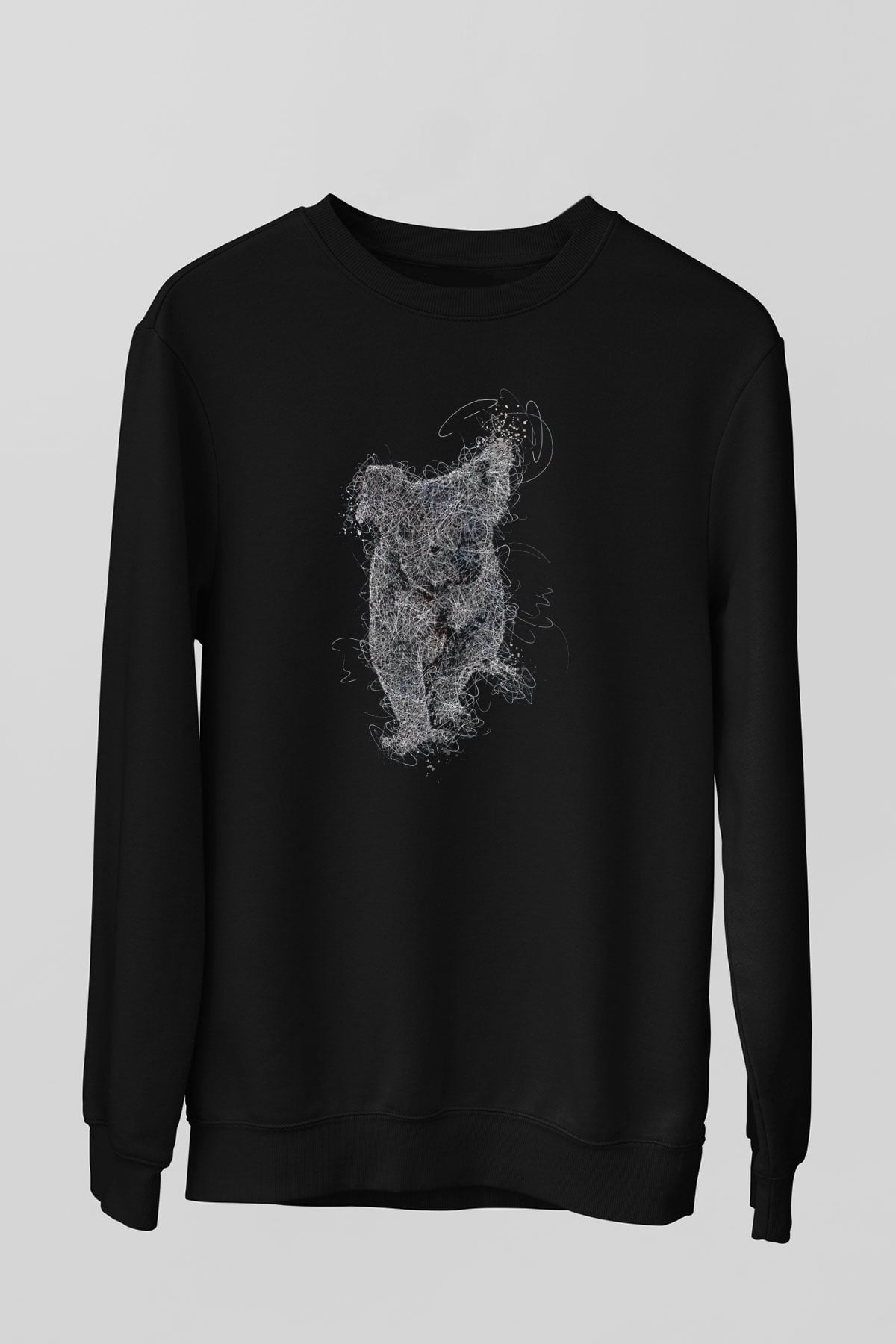 Koala Baskılı Unisex Siyah Sweatshirt