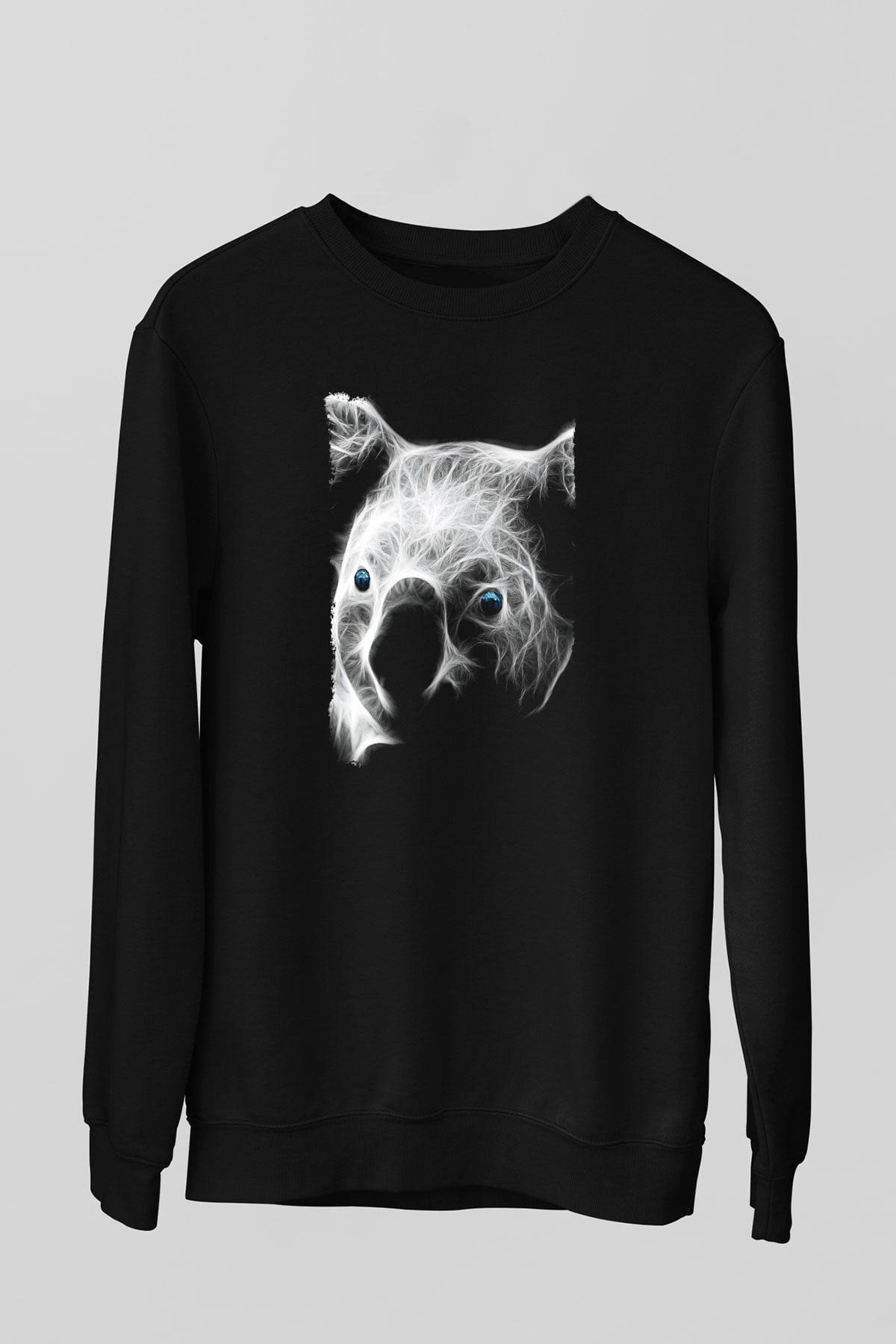 Koala Baskılı Unisex Siyah Sweatshirt