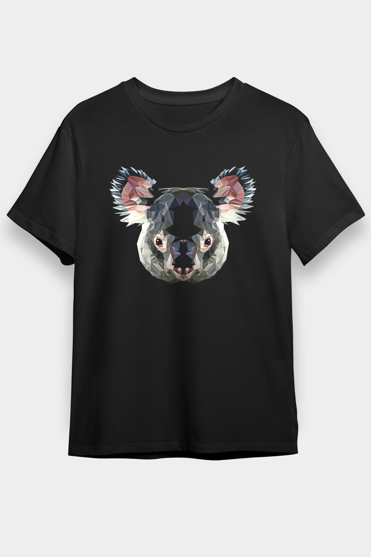 Koala Baskılı Unisex Siyah Tişört - Tshirt