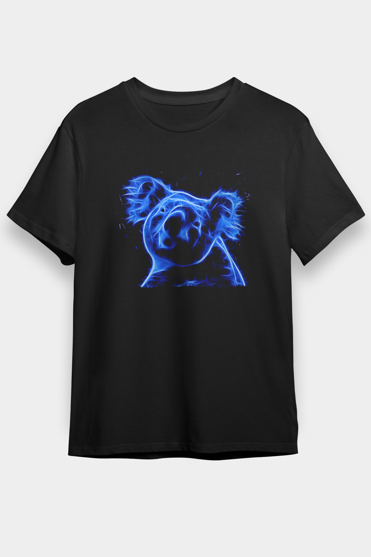 Koala Baskılı Unisex Siyah Tişört - Tshirt