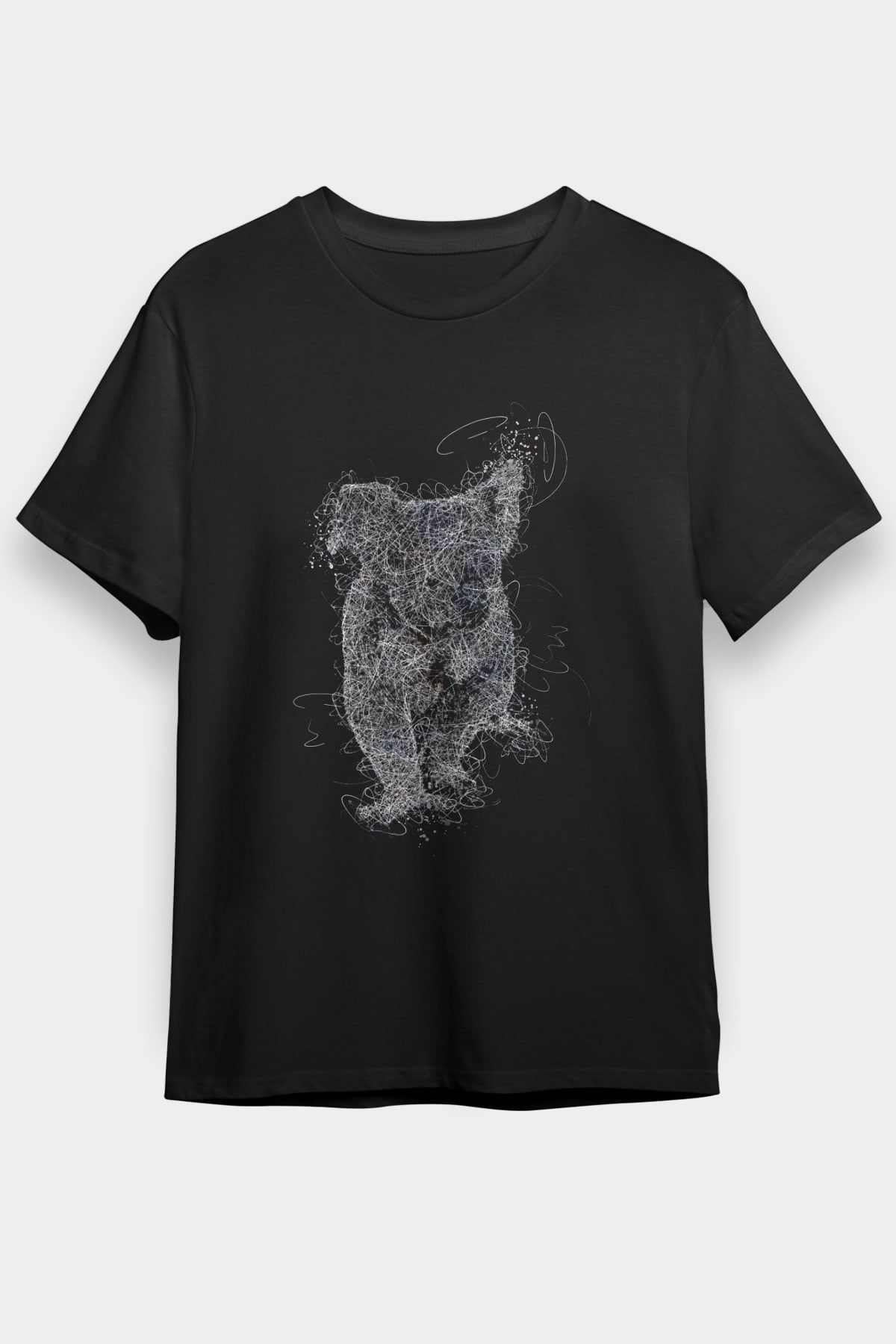 Koala Baskılı Unisex Siyah Tişört - Tshirt