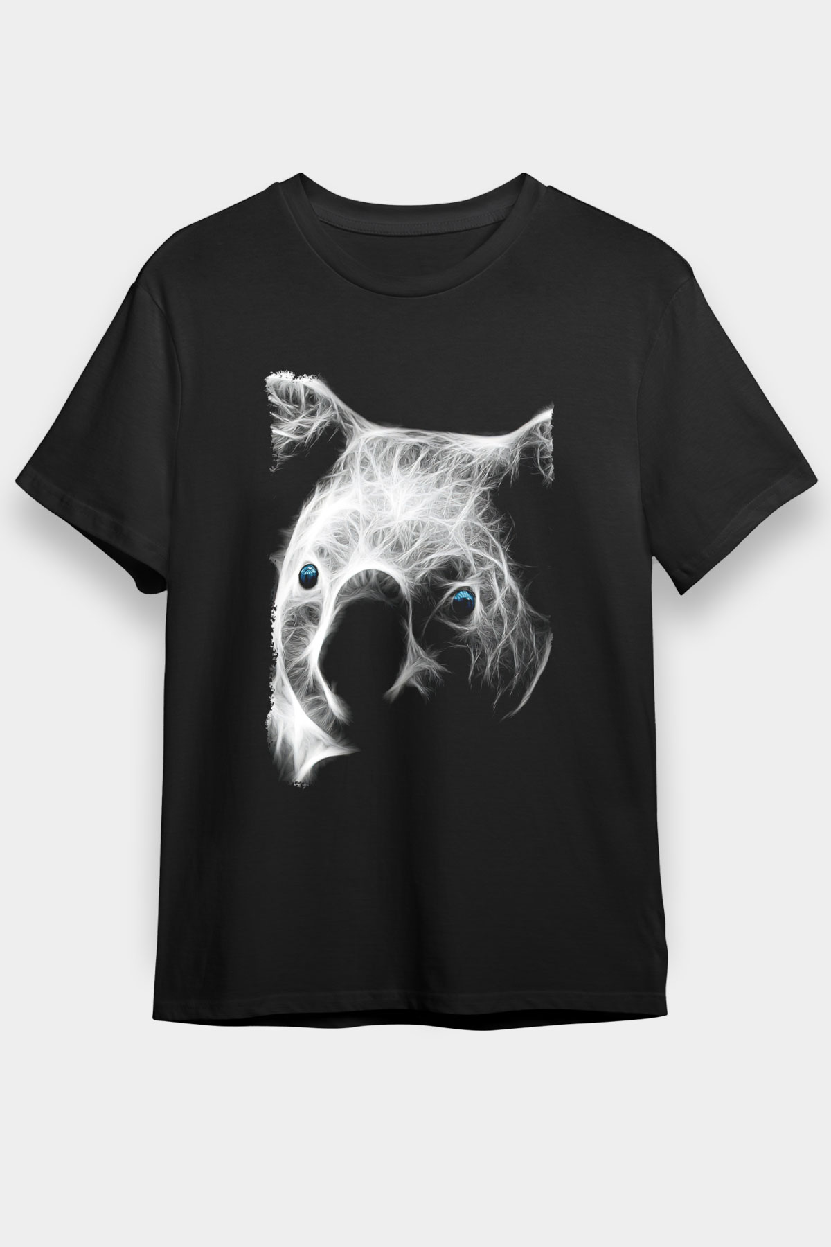 Koala Baskılı Unisex Siyah Tişört - Tshirt