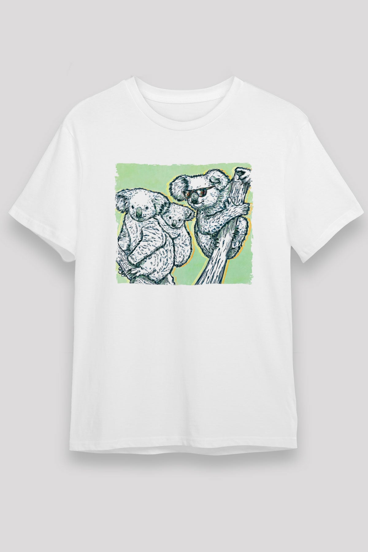 Koala Unisex Baskılı Beyaz Tişört - Tshirt