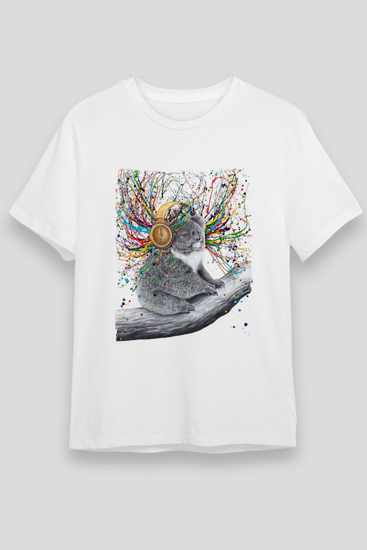 Koala Unisex Baskılı Beyaz Tişört - Tshirt