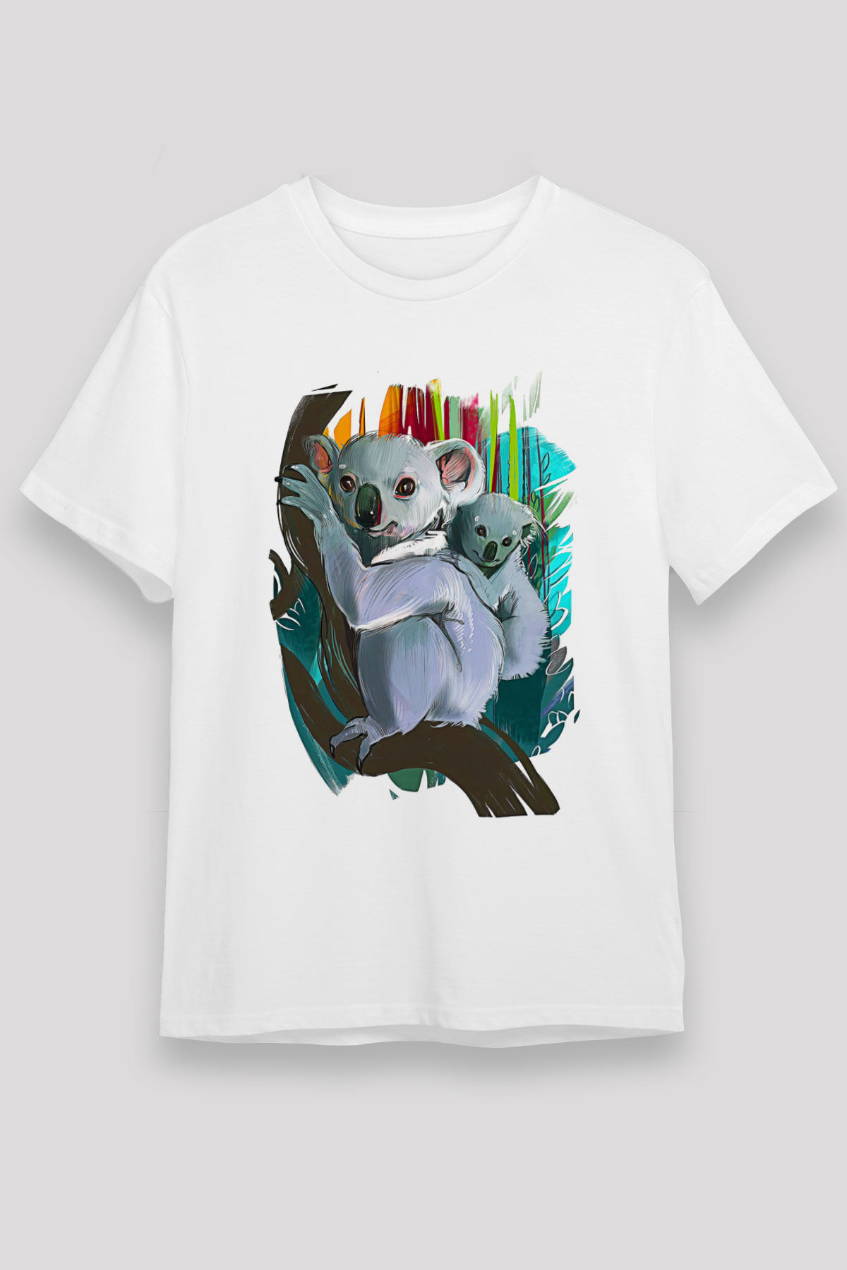 Koala Unisex Baskılı Beyaz Tişört - Tshirt