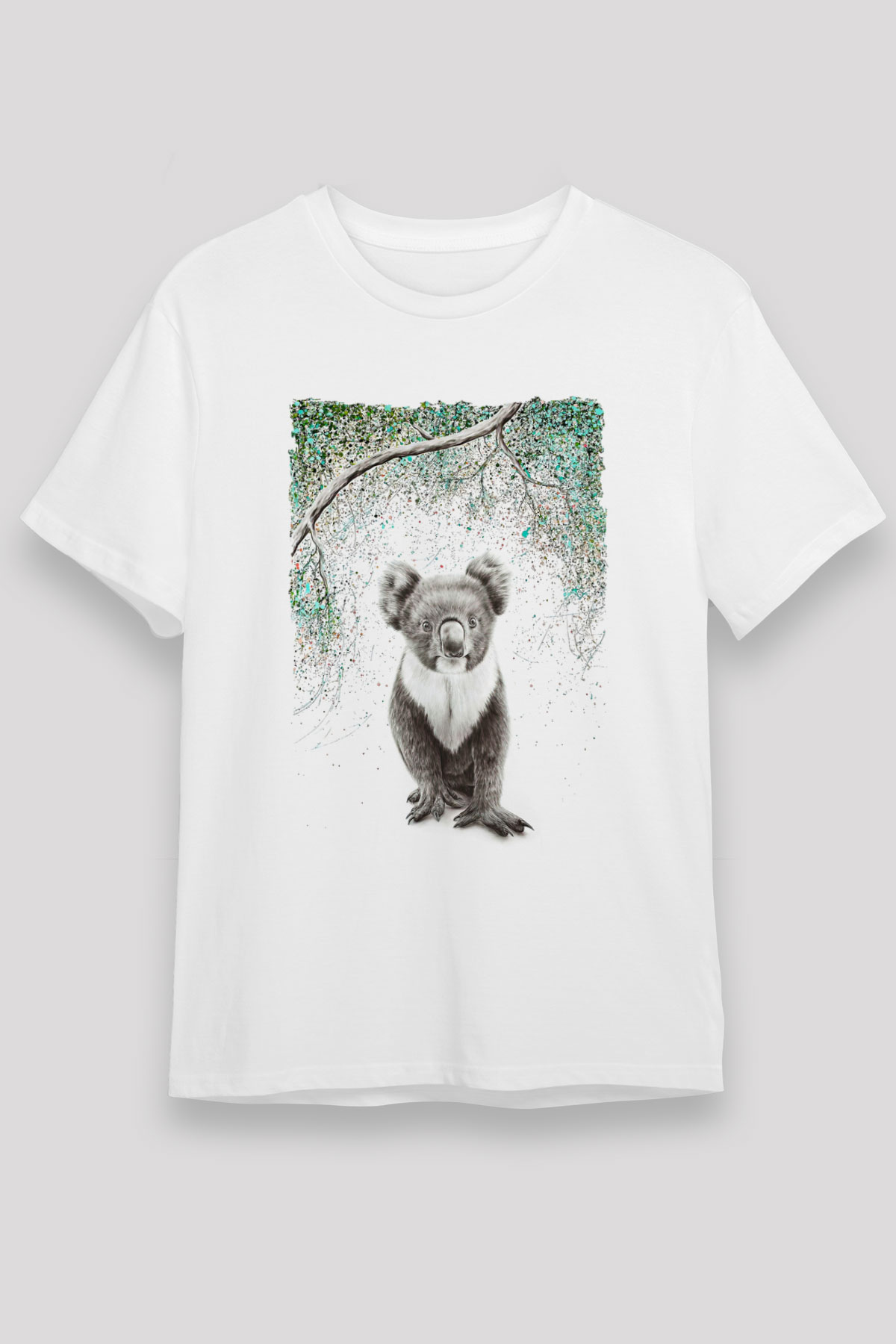 Koala Unisex Baskılı Beyaz Tişört - Tshirt