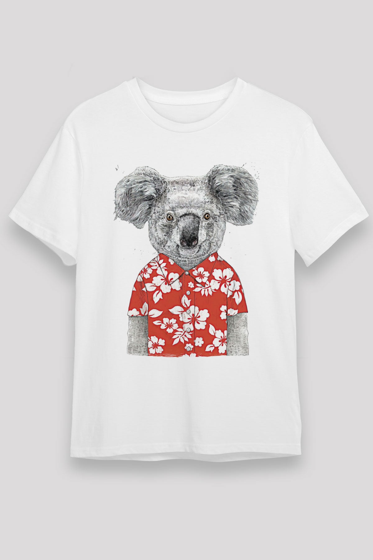 Koala Unisex Baskılı Beyaz Tişört - Tshirt