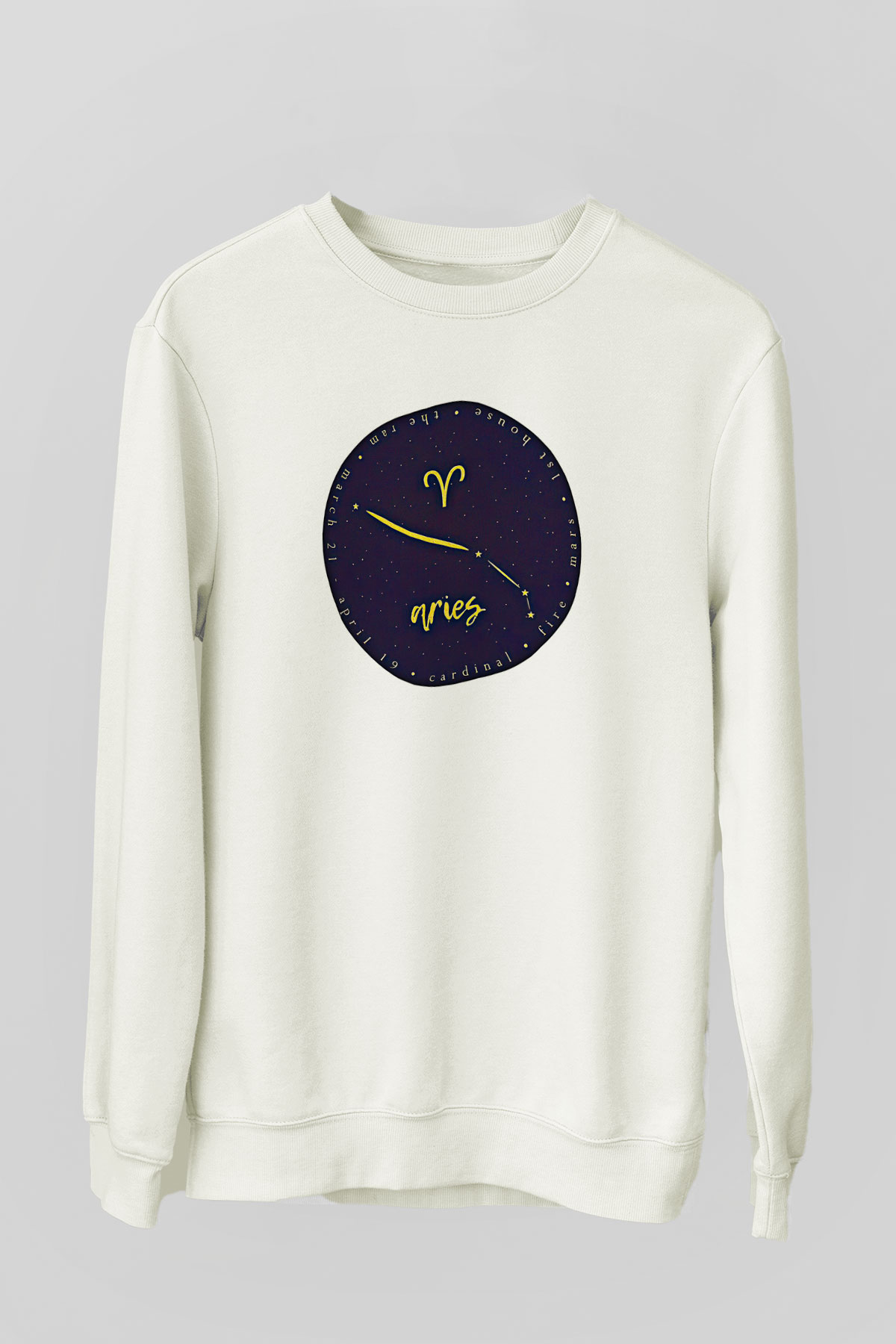 Koç Burcu Baskılı Beyaz Unisex Sweatshirt