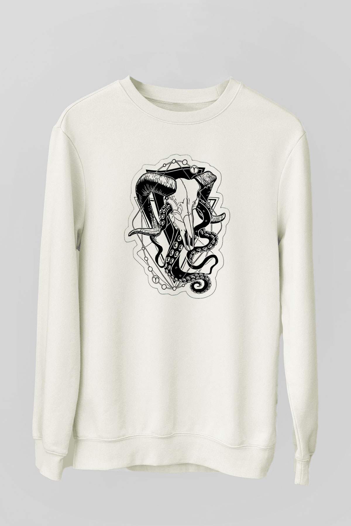 Koç Burcu Baskılı Beyaz Unisex Sweatshirt
