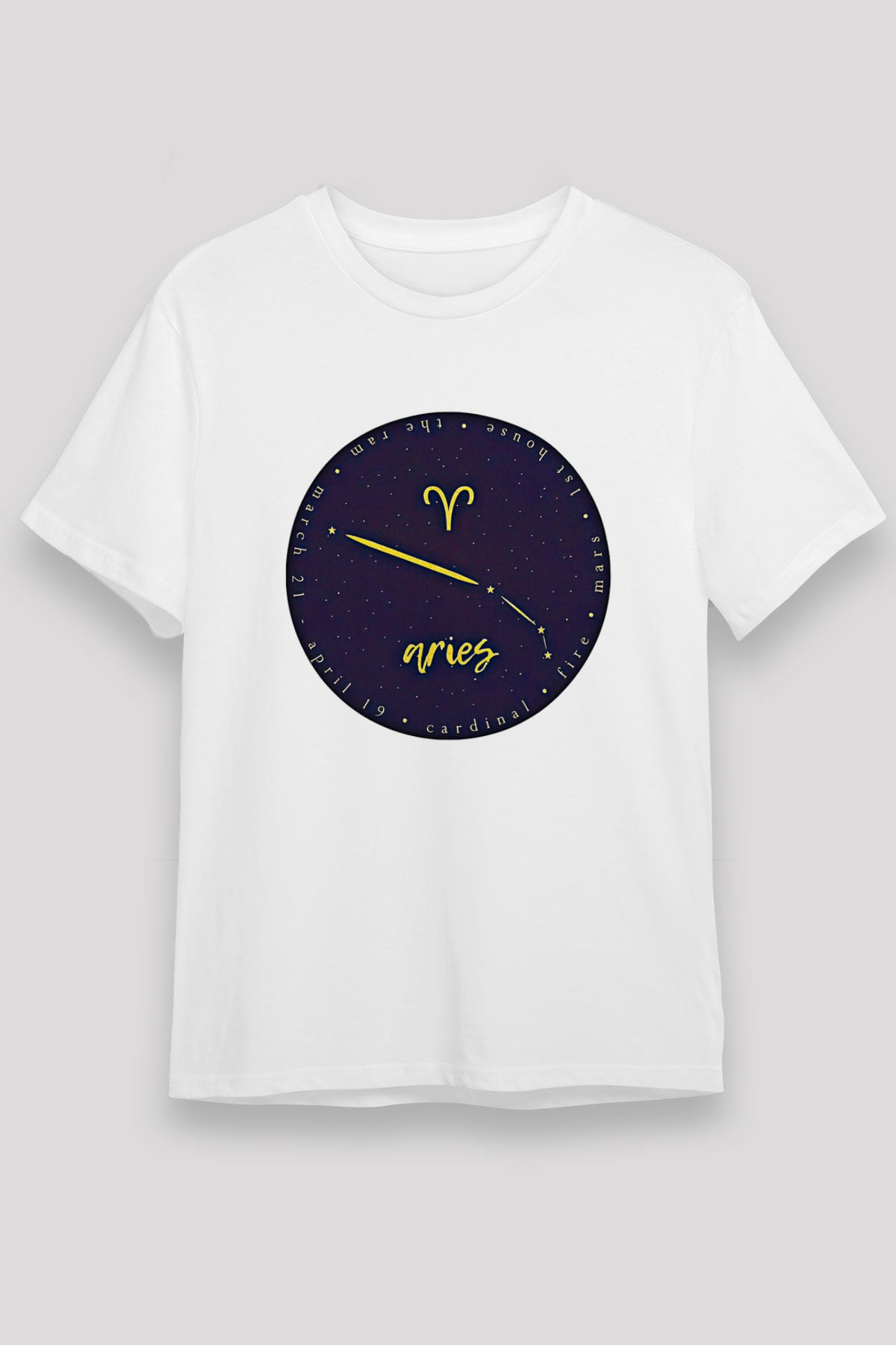 Koç Burcu Unisex Baskılı Beyaz Tişört - Tshirt