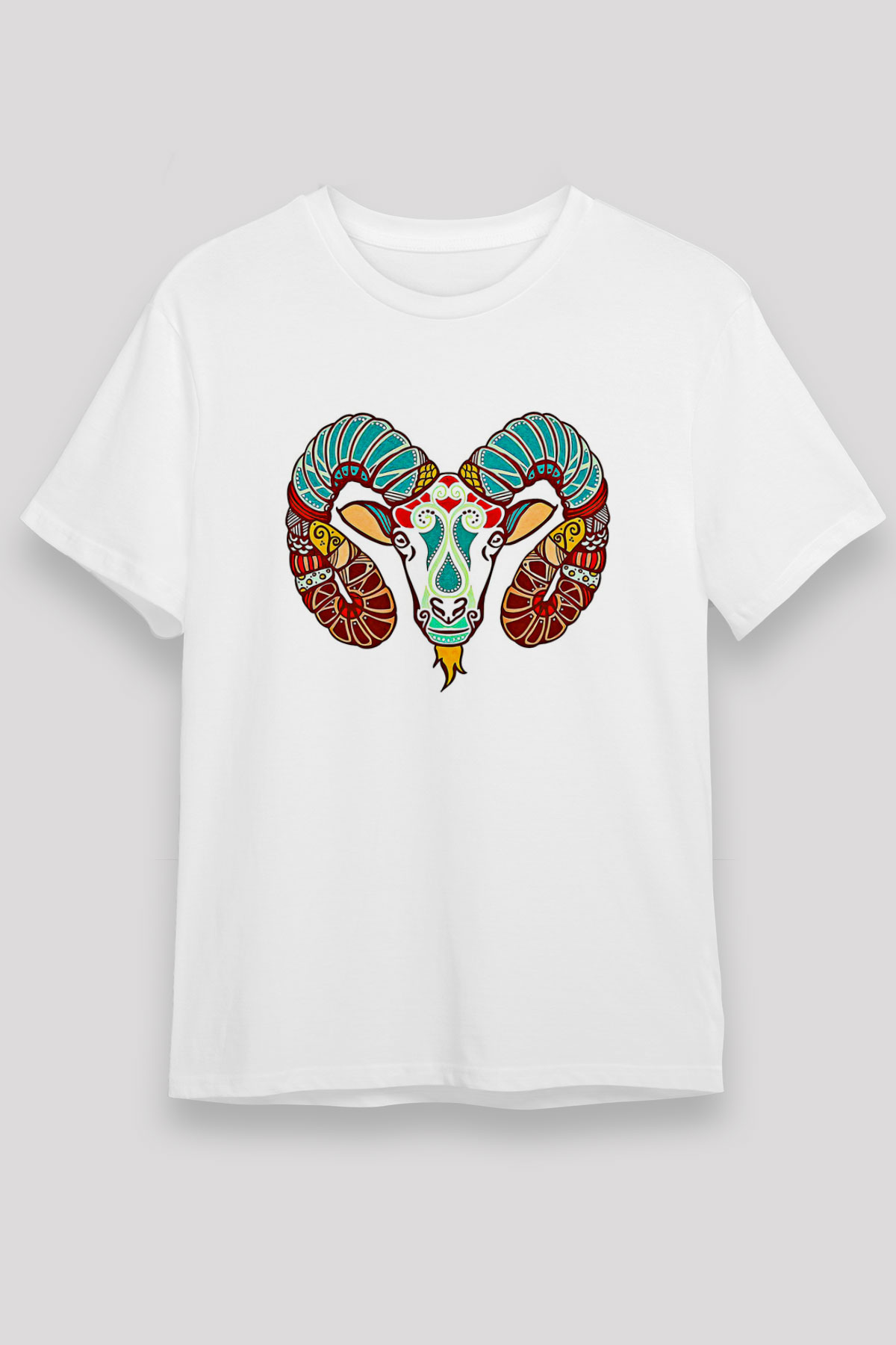 Koç Burcu Unisex Baskılı Beyaz Tişört - Tshirt