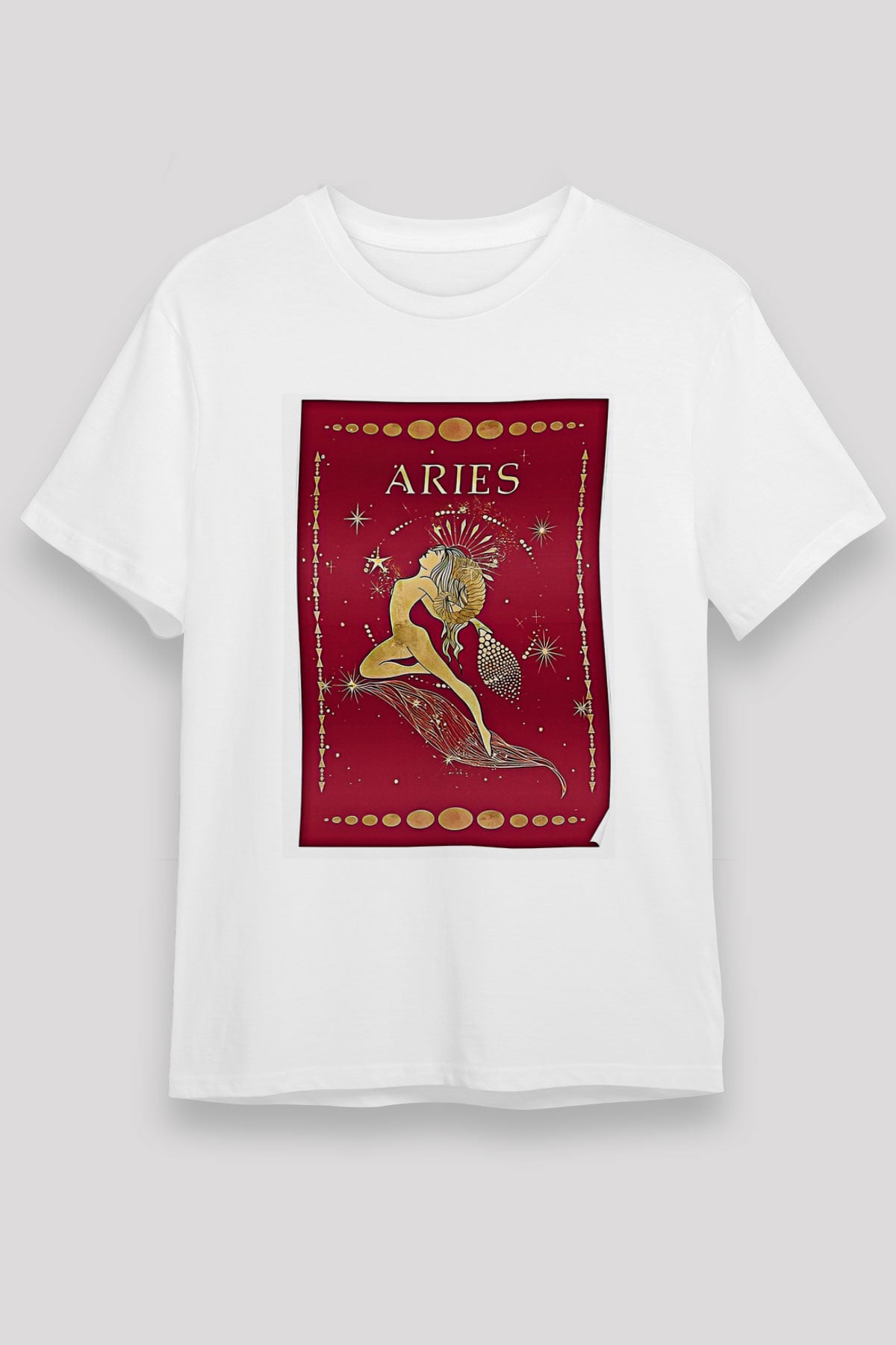 Koç Burcu Unisex Baskılı Beyaz Tişört - Tshirt