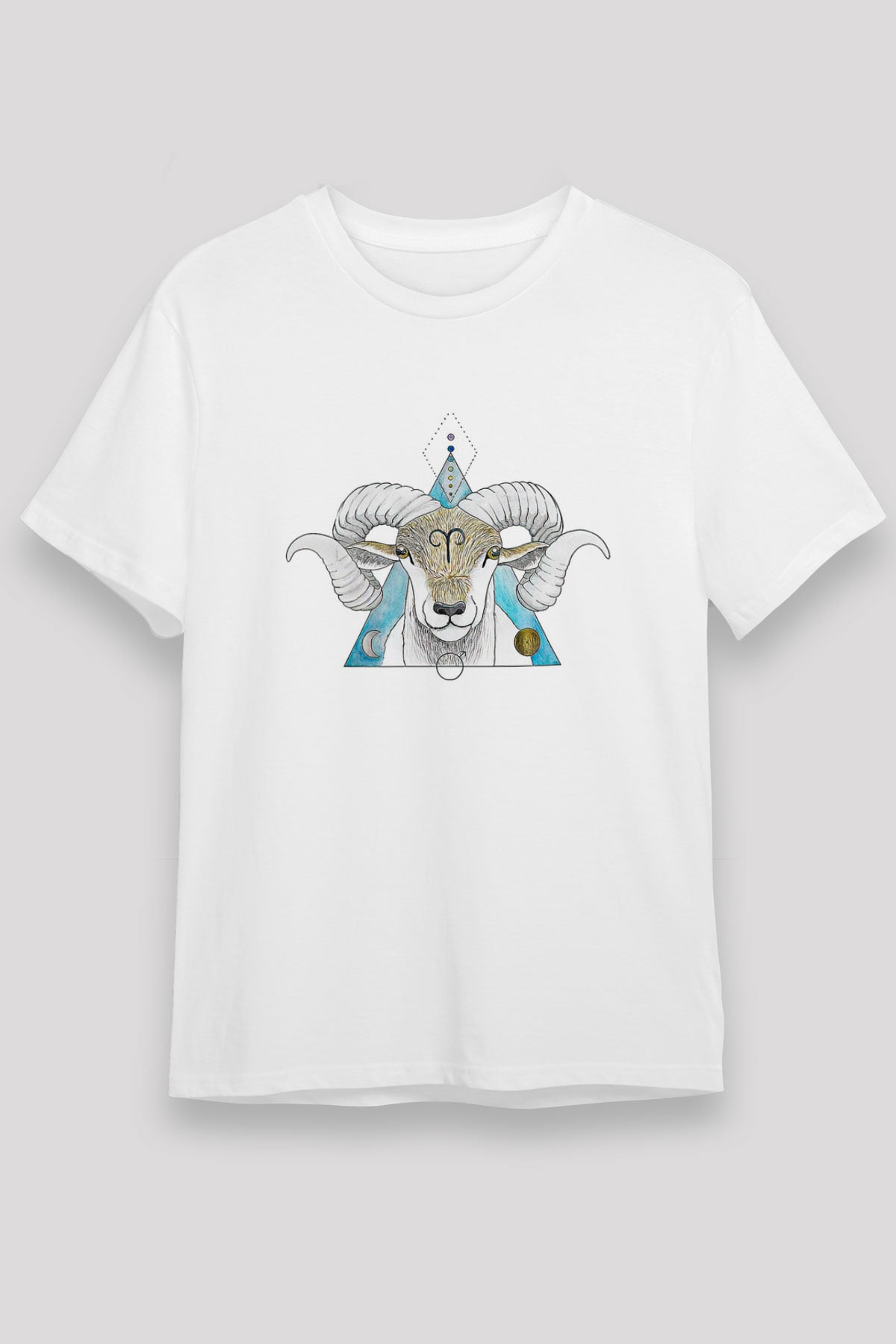 Koç Burcu Unisex Baskılı Beyaz Tişört - Tshirt