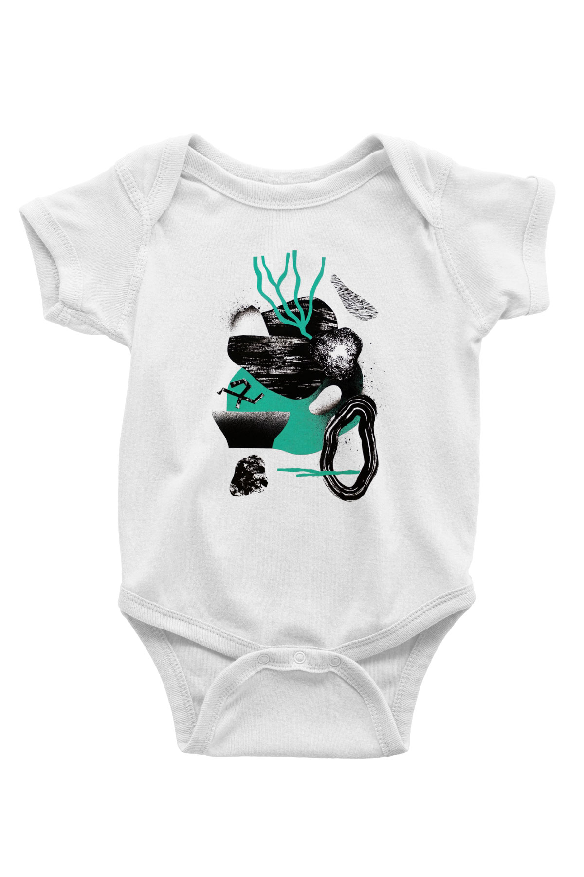 Kolaj Baskılı Beyaz Unisex Bebek Body - Zıbın