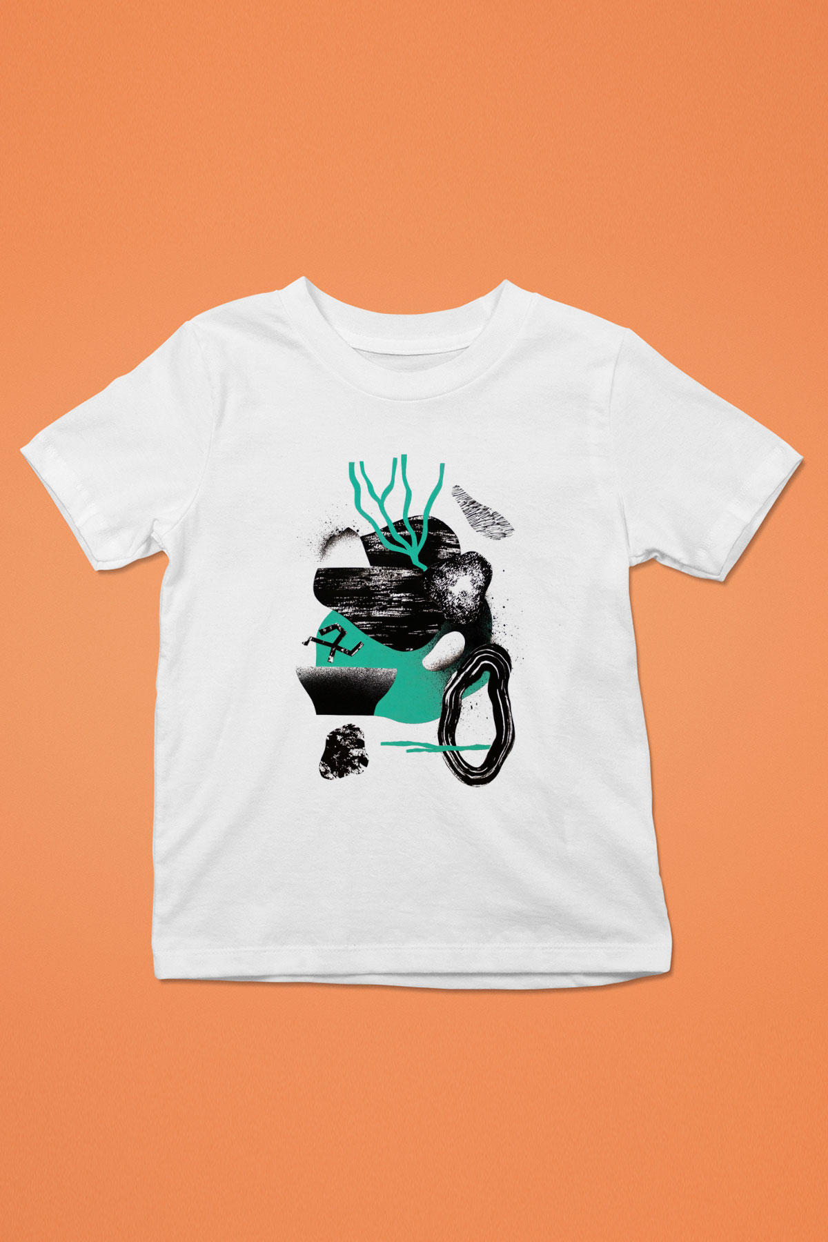 Kolaj Baskılı Beyaz Unisex Çocuk Tişört