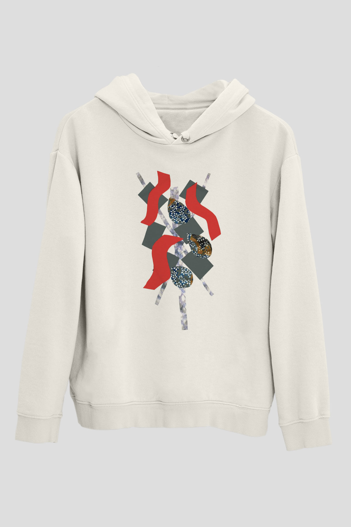 Kolaj Beyaz Unisex Kapşonlu Sweatshirt