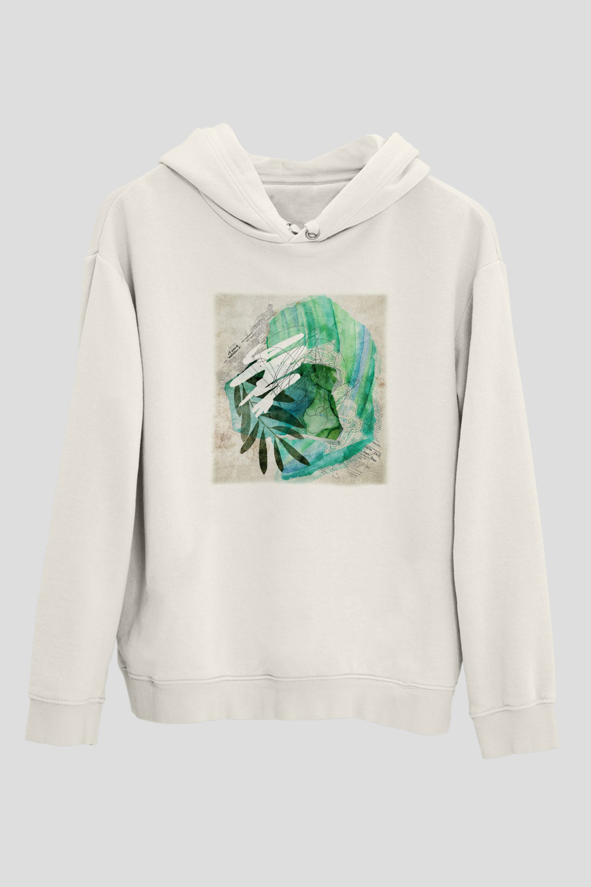 Kolaj Beyaz Unisex Kapşonlu Sweatshirt